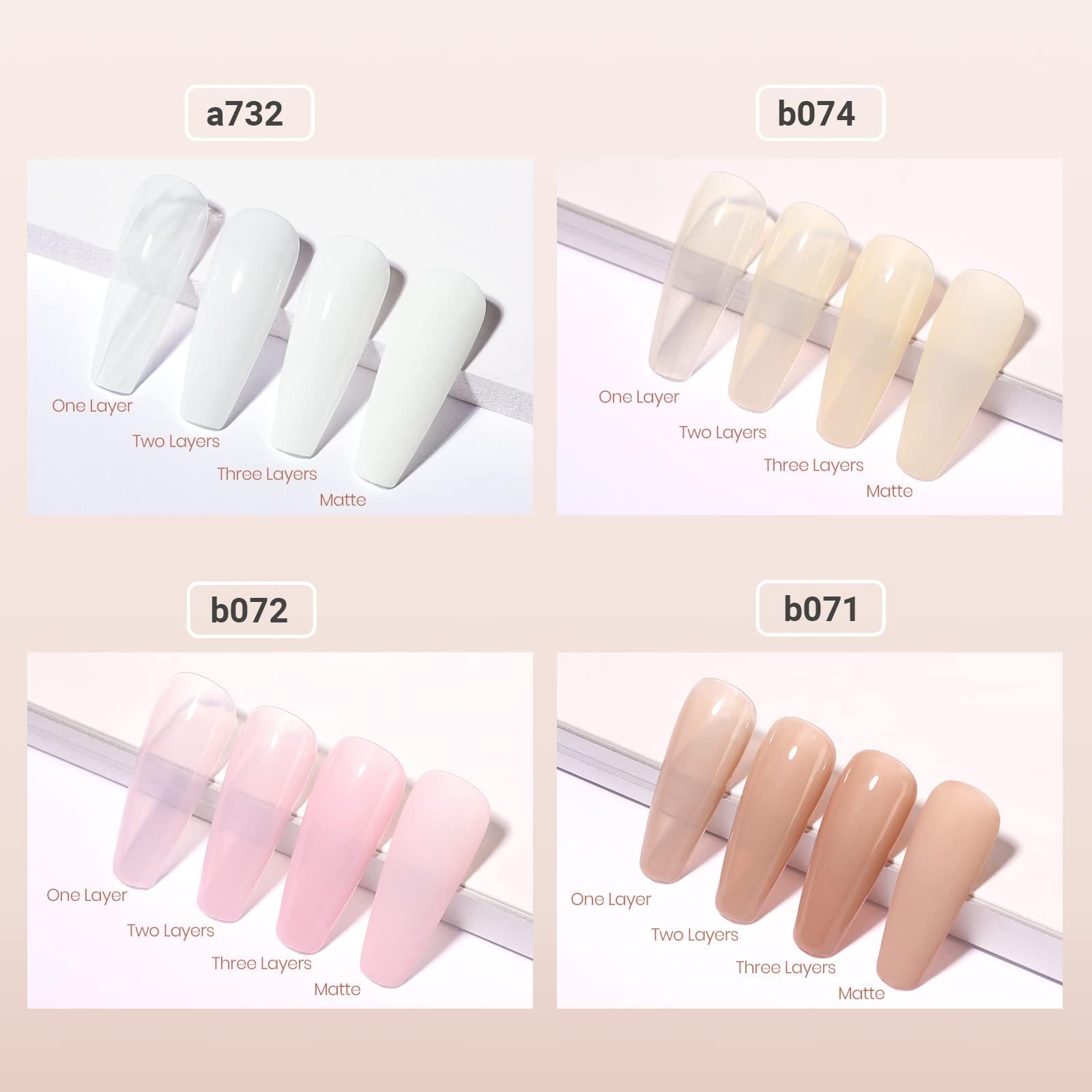 Beetles Nude Gel Polish, 15ml Jelly Neutral Nude Gel Nail Polish Set Translucent Effect Nail Concealer Soak Off UV Spring Summer French Nail Art Design Gift for Women - Image 7