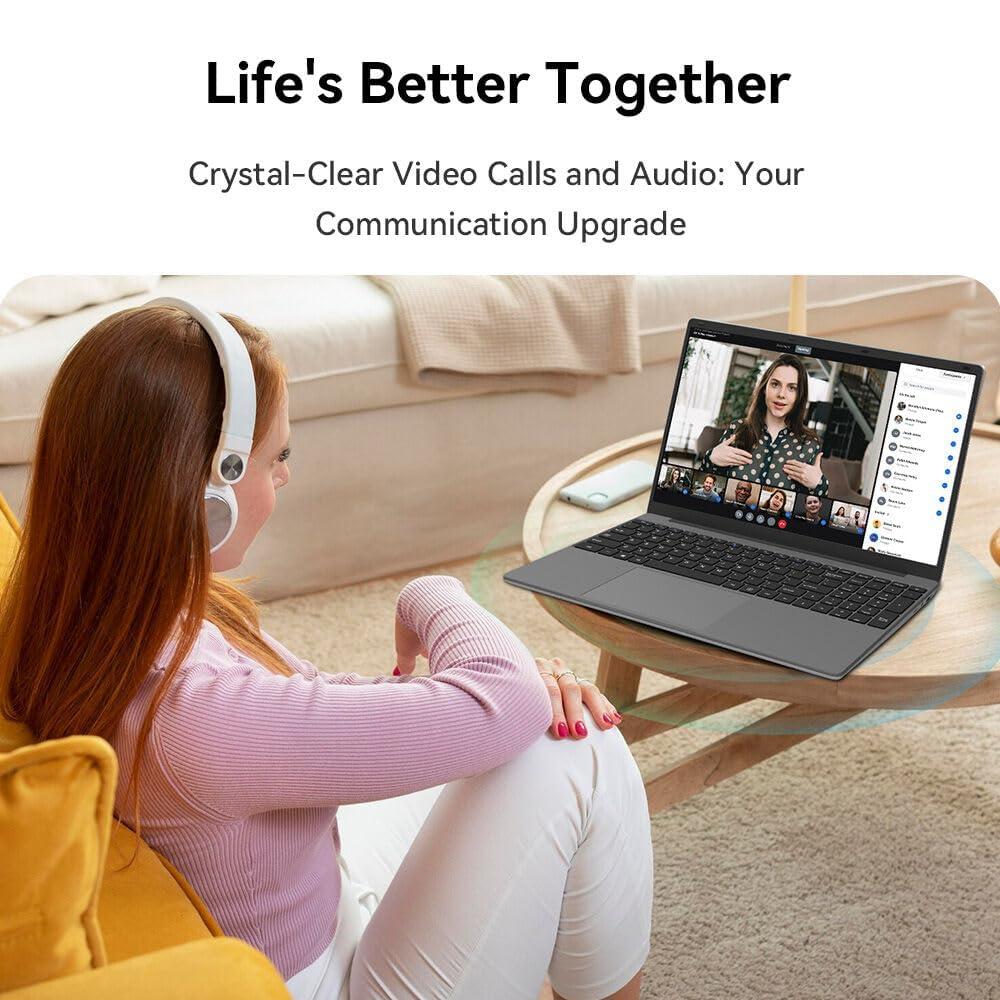 Laptop Computer 15.6'' HD Display, Intel UHD Graphics, Intel Celeron N5095 4-Core Processor, 12GB RAM, 512GB SSD up to Expandable 1TB, WiFi, 180°Open Angle, Windows 11 Laptop, Gray - Image 8