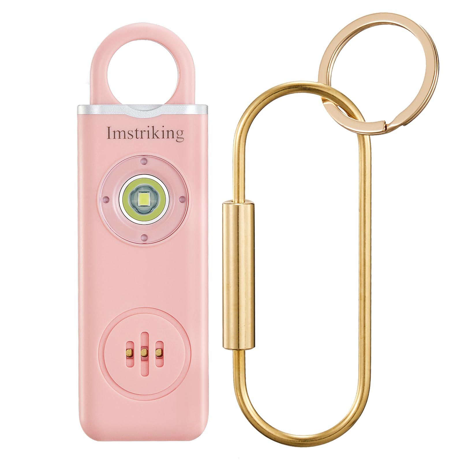 Imstriking Rechargeable Personal Safety Alarm Keychain for Women,Self Defense Keychain Alarm with Strobe Light and 130dB Siren Help Women,Men,Elderly, Emergency Security Whistle Alert (Pink)