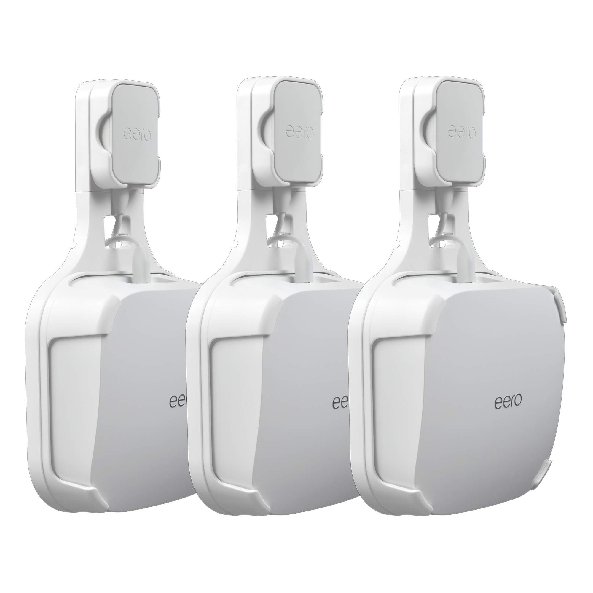 PETIMETI Wall Mount Holder for EERO Pro 6 Mesh WiFi System, Space Saving Outlet Wall Mount Bracket for EERO Pro 6 Router with Cord Management and Easily Moved(3 Pack)