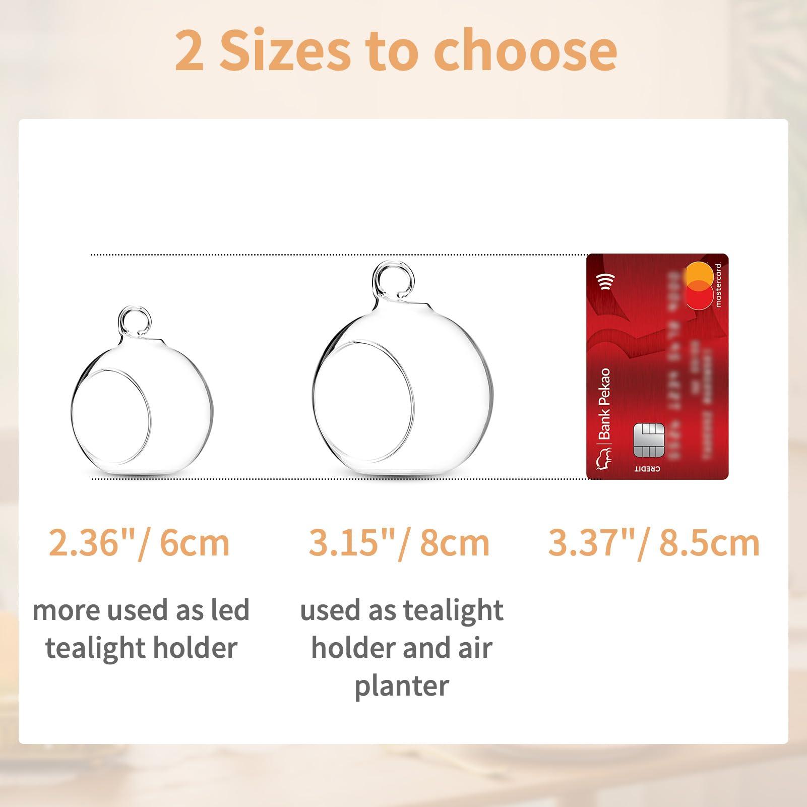 Nuptio 36 Pcs Hanging Tea Light Candle Holders Mini Glass Candle Holder 2.36" Diameter Baubles Globe Garden Ornament, Tealight Holders for Christmas Halloween Wedding Party Decorations for Reception - Image 4
