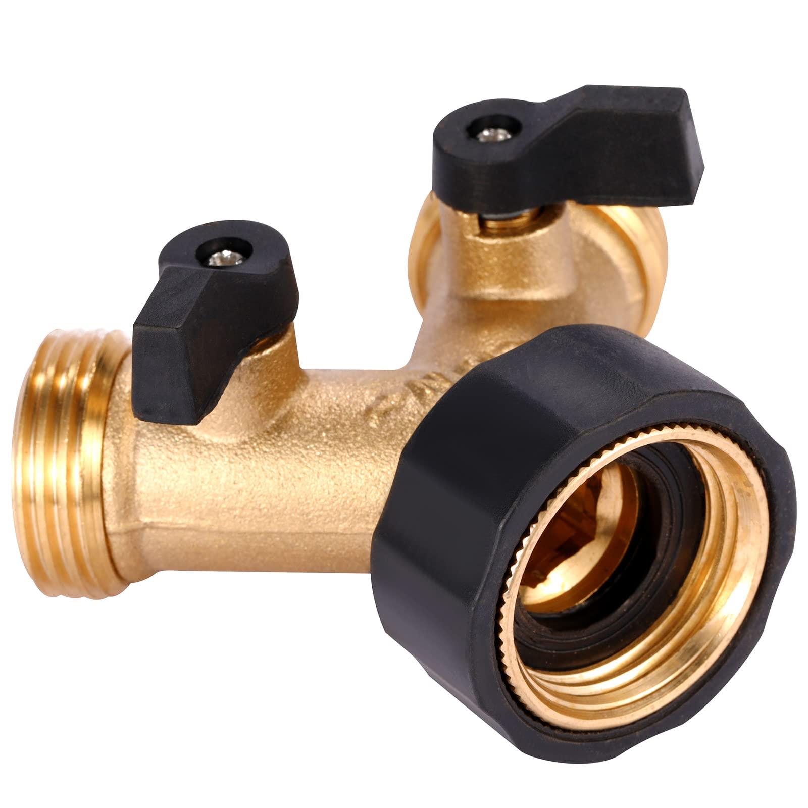 Sanpaint Garden Hose Splitter 2 Way Heavy Duty, Y Connector Brass Garden Hose Adapter, Hose Bib Splitter with 2 Extra Rubber Washers - Image 4