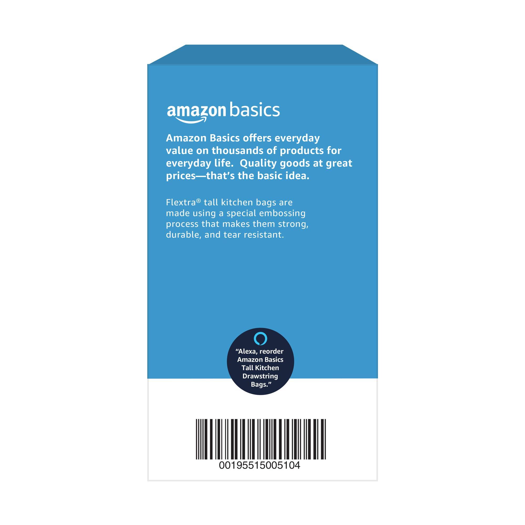 Amazon Basics Flextra Tall Kitchen Drawstring Trash Bags, Fresh Scent, Tear Resistant, 13 Gallon, 50 Count, Pack of 1 - Image 6
