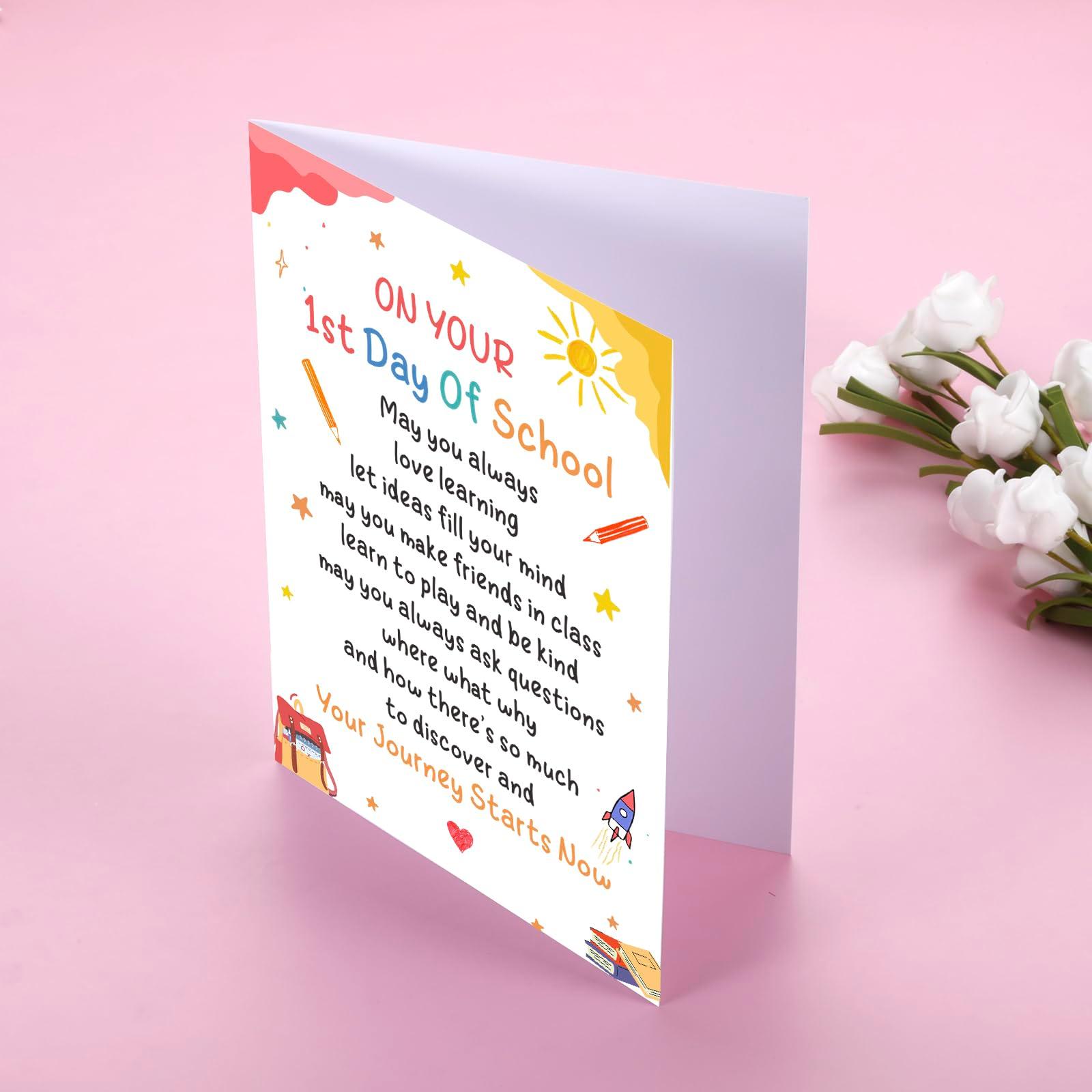 XPENMULBOJA First Day for School card for Kids First Day of Kindergarten Preschool Supplies 1st Grade School Back to School Stuff Gift for Girl Boy Daughter Son 1st Grade & preschool supplies - Image 7