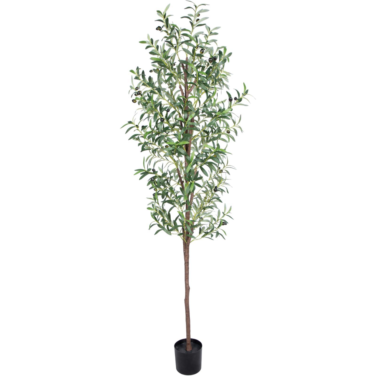 CETRD Artificial Olive Tree, 6FT Tall Faux Olive Trees 72in Outdoor Fake Potted Silk Plant with Trunk and Realistic 648 Leaves and 24 Fruits for Modern Office Home Decor Indoor（1pack） - Image 6