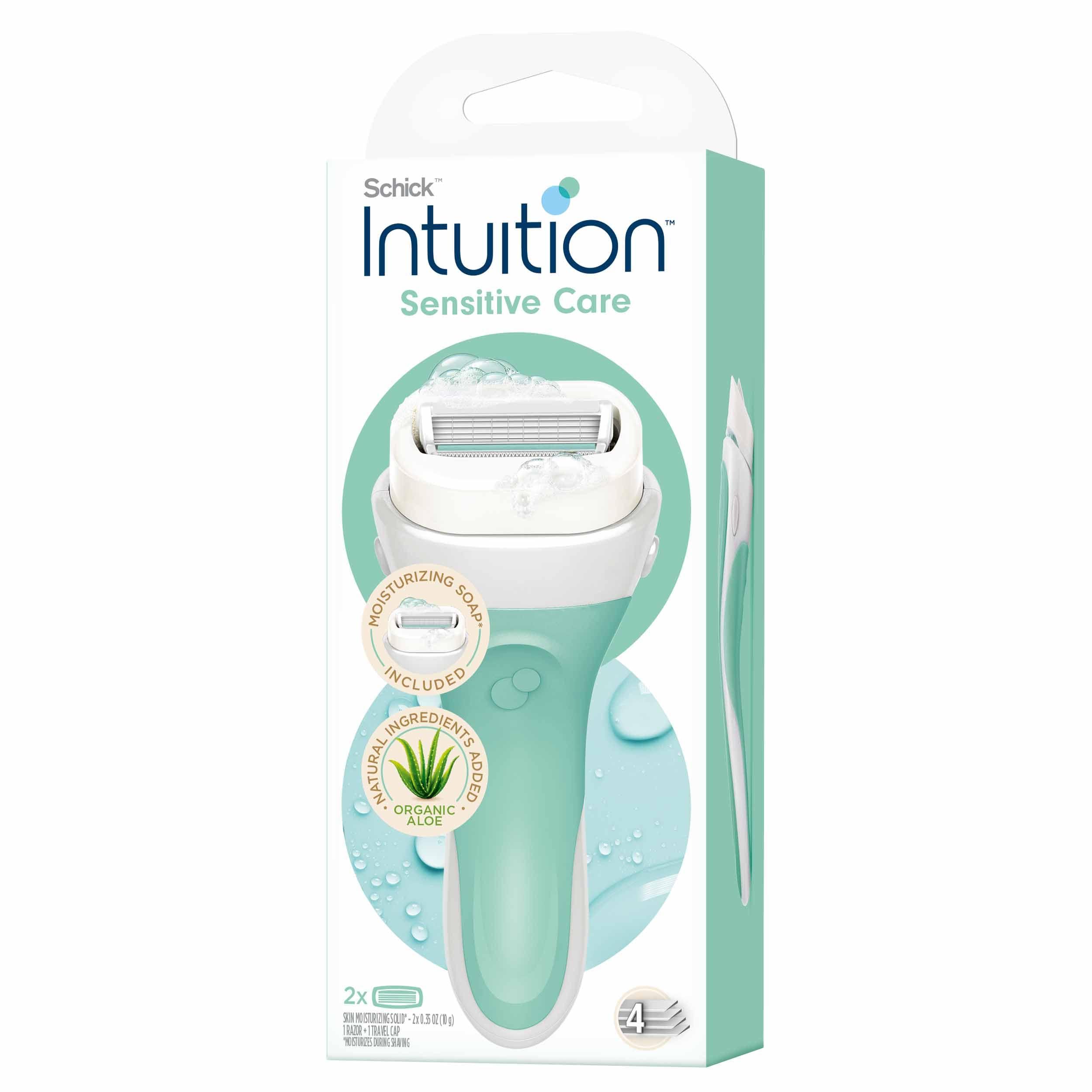 Schick Intuition Razors for Women with Sensitive Skin | 1 Razor & 2 Intuition Razor Blades Refill with Organic Aloe