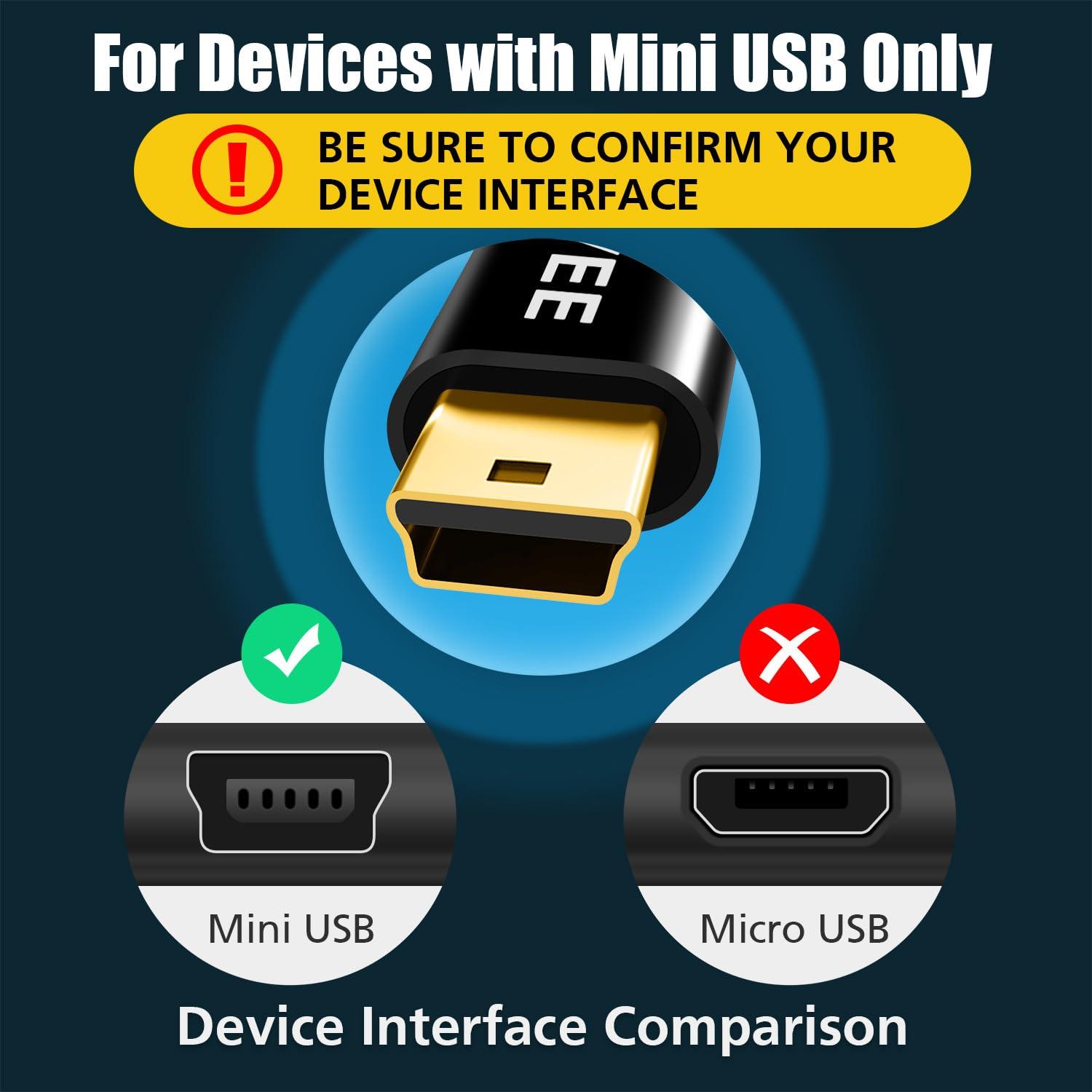 AGVEE 1ft USB-C to Mini USB Cable, Gold Plated End Tips, Braided Durable Mini-B 5-Pin to Type-C Data Charging Charger OTG Cord for Hero 3+, Canon Nikon Camera, GPS, Blue Yeti, Black - Image 2