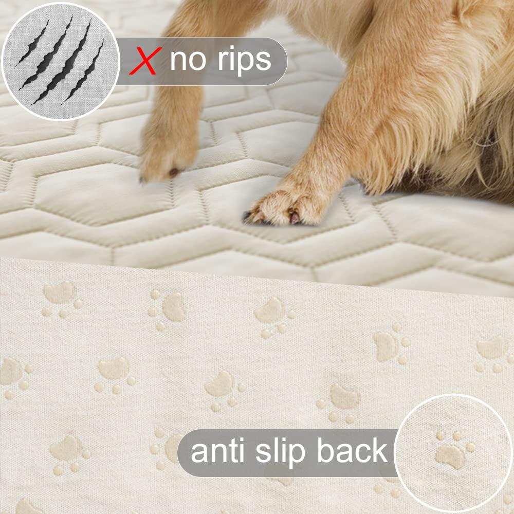 Tcksstex Waterproof and Anti-Slip Dog Bed Cover and Pet Blanket Sofa Pet Bed Mat ，car Incontinence Mattress Protectors Furniture Couch Cover for Most Cats Dogs, Pets（52x82-Ivory） - Image 3