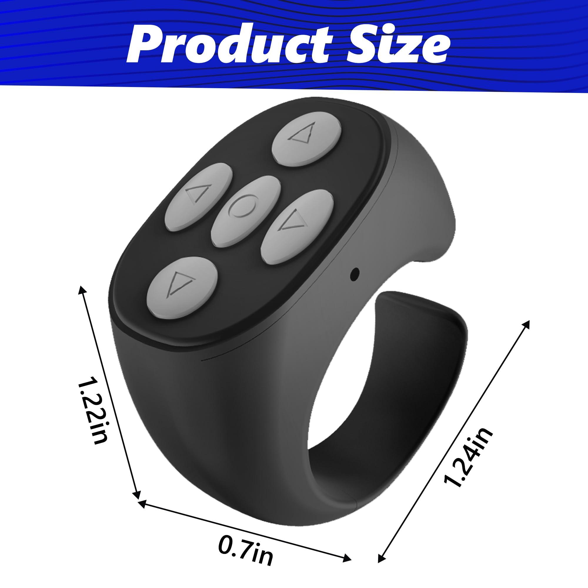SEVENPARK Fingertip Wireless Bluetooth Remote Control - 2025 New Video Scrolling Ring Remote, Page Turner, Rechargeable Camera Video Recording Remote for TikTok and More (Black+Pink+White) - Image 6