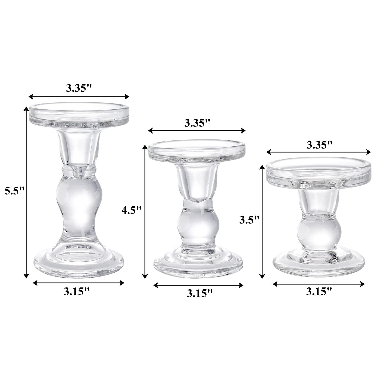 Okllen Set of 6 Glass Candle Holders, Clear Pillar Taper Candlestick Crystal Tealight Candle Holder Stand for Dinner Table, Wedding Centerpieces, Living Room, Home Decor - Image 2
