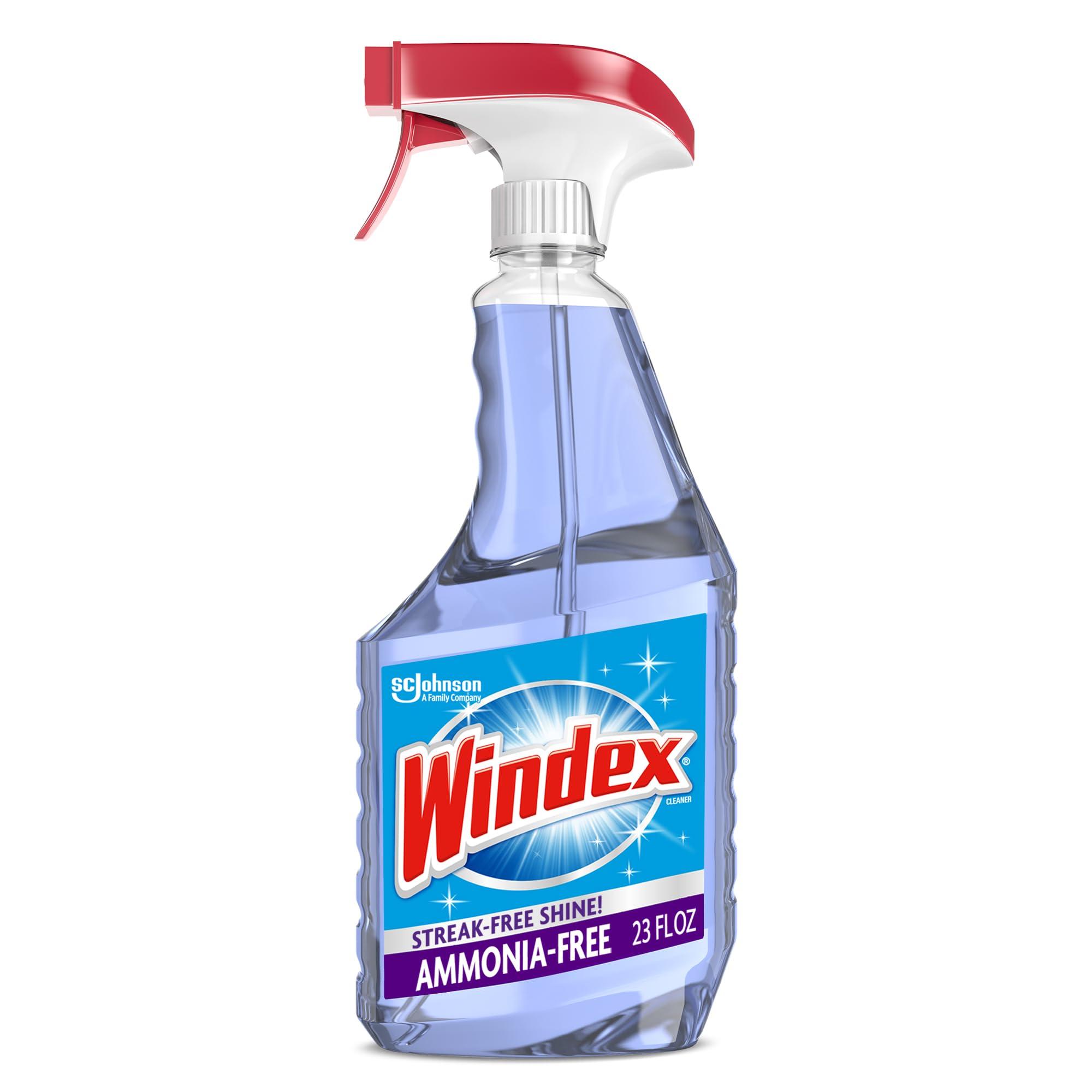 Windex Glass and Window Cleaner Spray Bottle, Ammonia Free, Packaging Designed to Prevent Leakage and Breaking, Surface Cleaning Spray, Crystal Rain Scent, 23 Fl Oz
