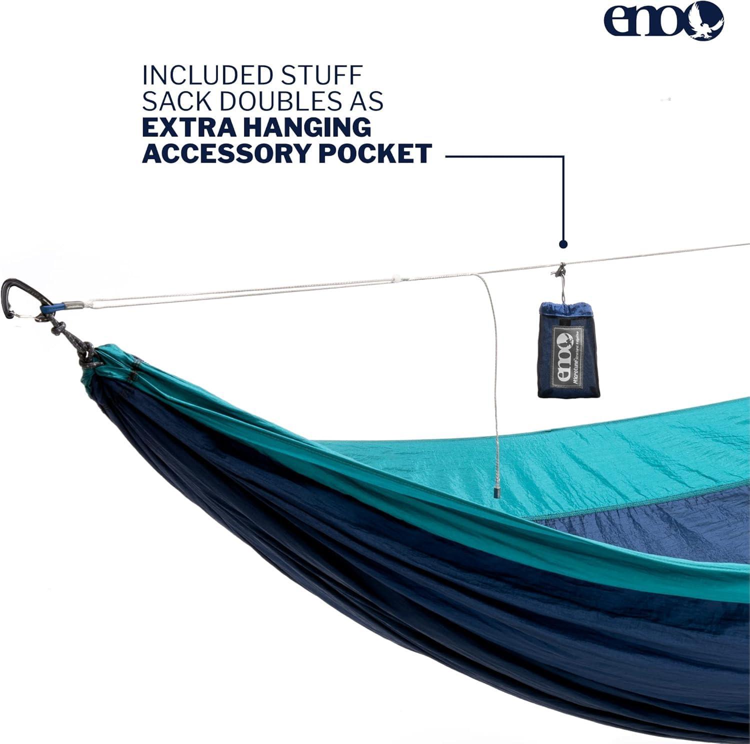 ENO Microtune Structural Ridgeline - Camping Hammock Travel Essentials - Hammock Cord for Preset Lay - Compatible with 1 to 2 Person Portable Hammocks - Sapphire/Grey - Image 6