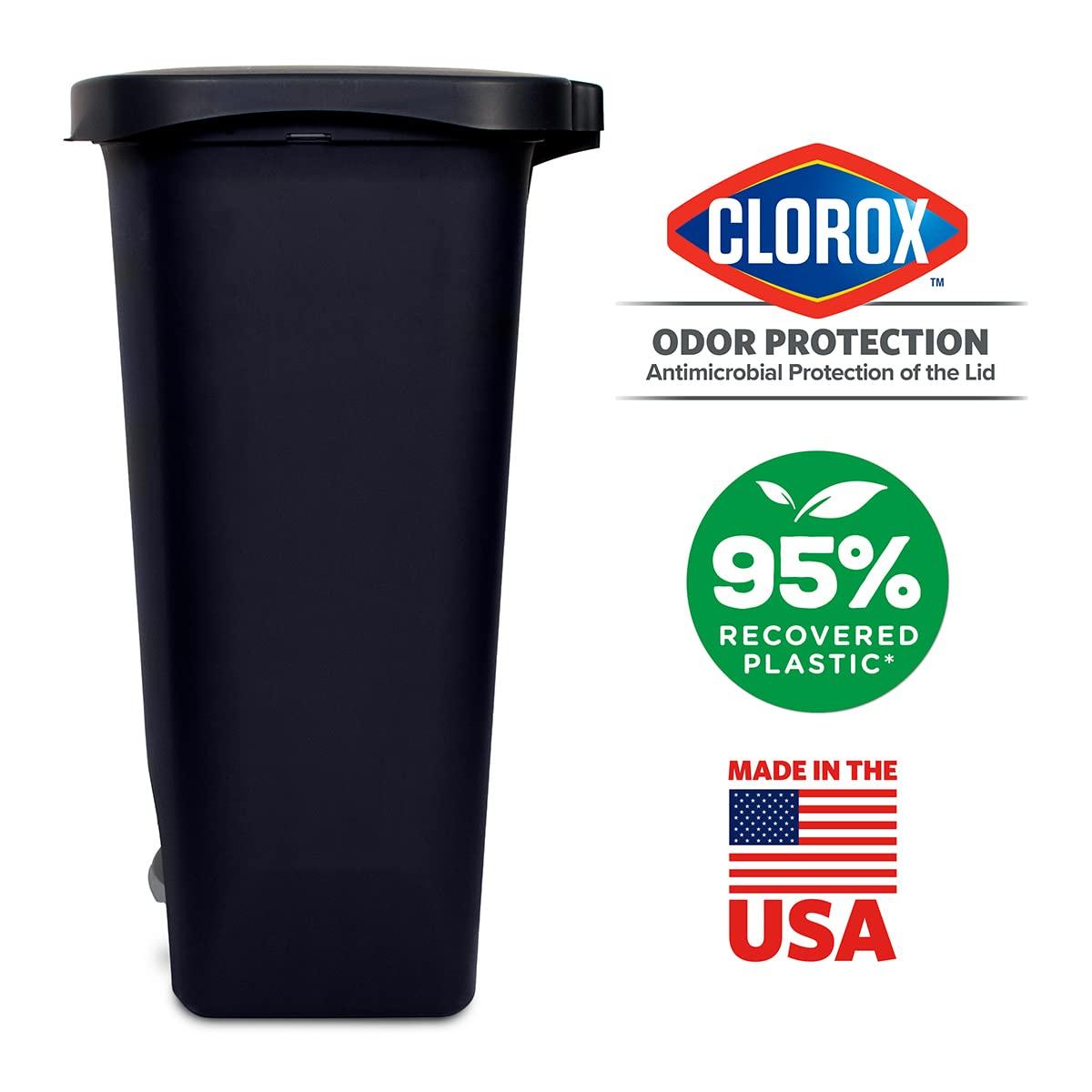 Glad 13 Gallon Trash Can | Plastic Kitchen Waste Bin with Odor Protection of Lid | Hands Free with Step On Foot Pedal and Garbage Bag Rings, Black - Image 3