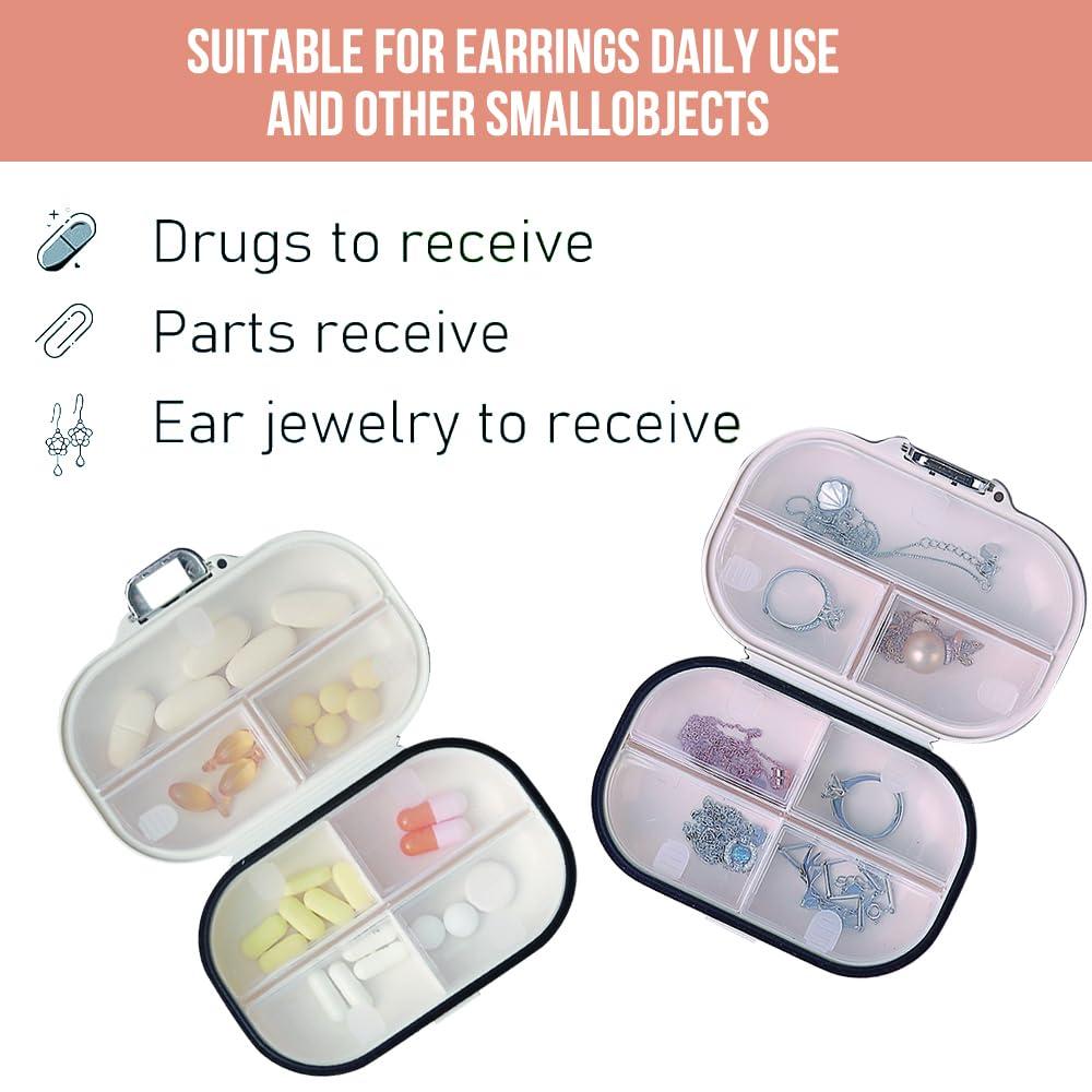 SCDZCAR Portable Daily Pill Box Organizer Case Medicine Travel Storage Dispenser Case Health & Household Pill Organizers Compact Pill Box and Pill Holder for Pocket Purse (White, Big) - Image 3