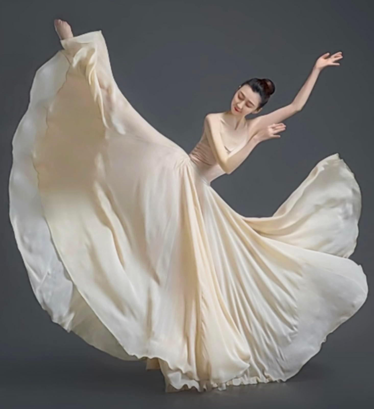 Z&X Women's Lyrical Dance Skirt Gradient Color Chiffon Long Swing Sheer Wrap Skirts for Modern Ballet Performance - Image 2