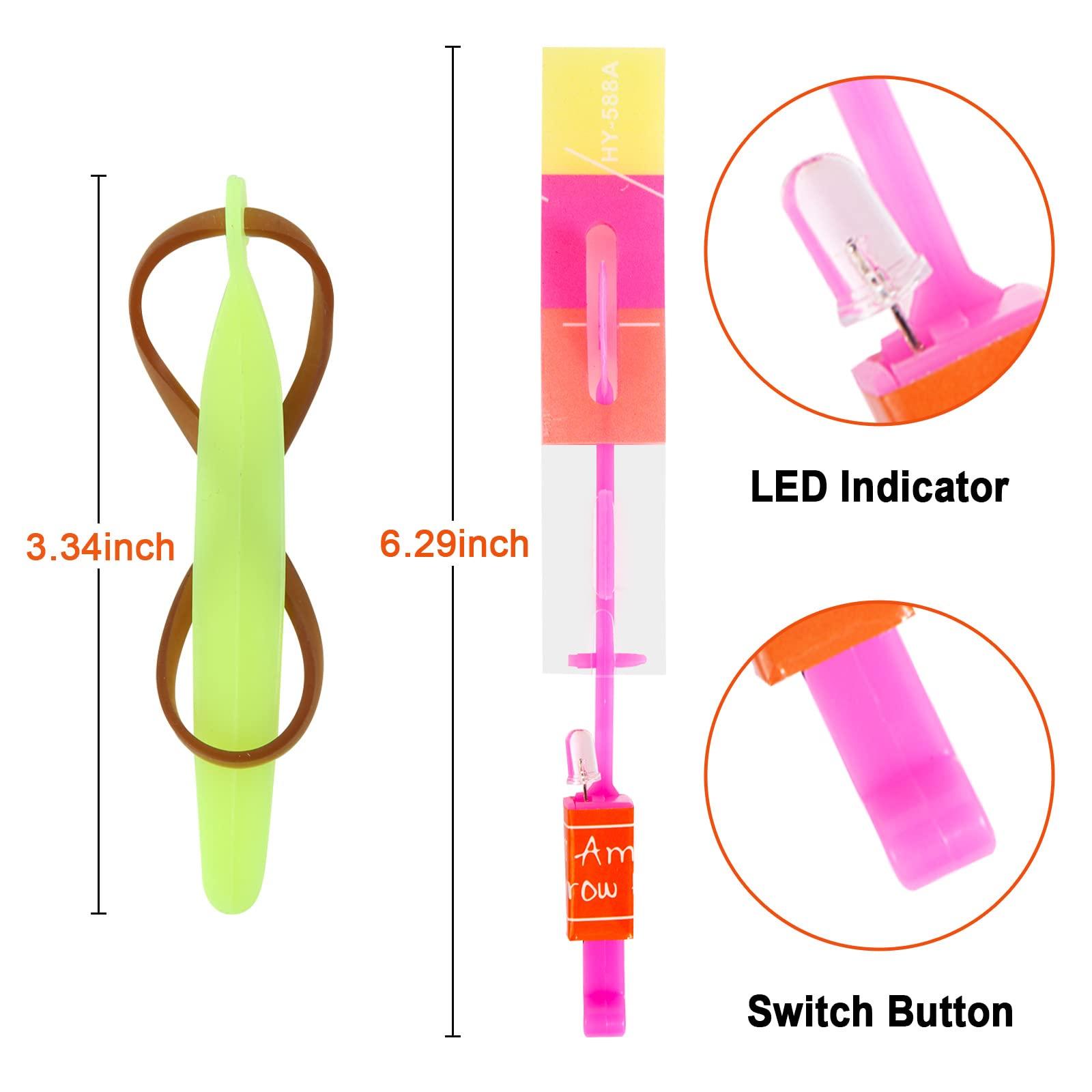 lpvoqpth 25 Sets LED Flying Set, 25 Slingshot+25 Glow Helicopter-50 Pcs, Flying Toy Outdoor Toys Glow in The Dark Party Supplies Party Favors for Kids 8-12,4-8 - Image 2