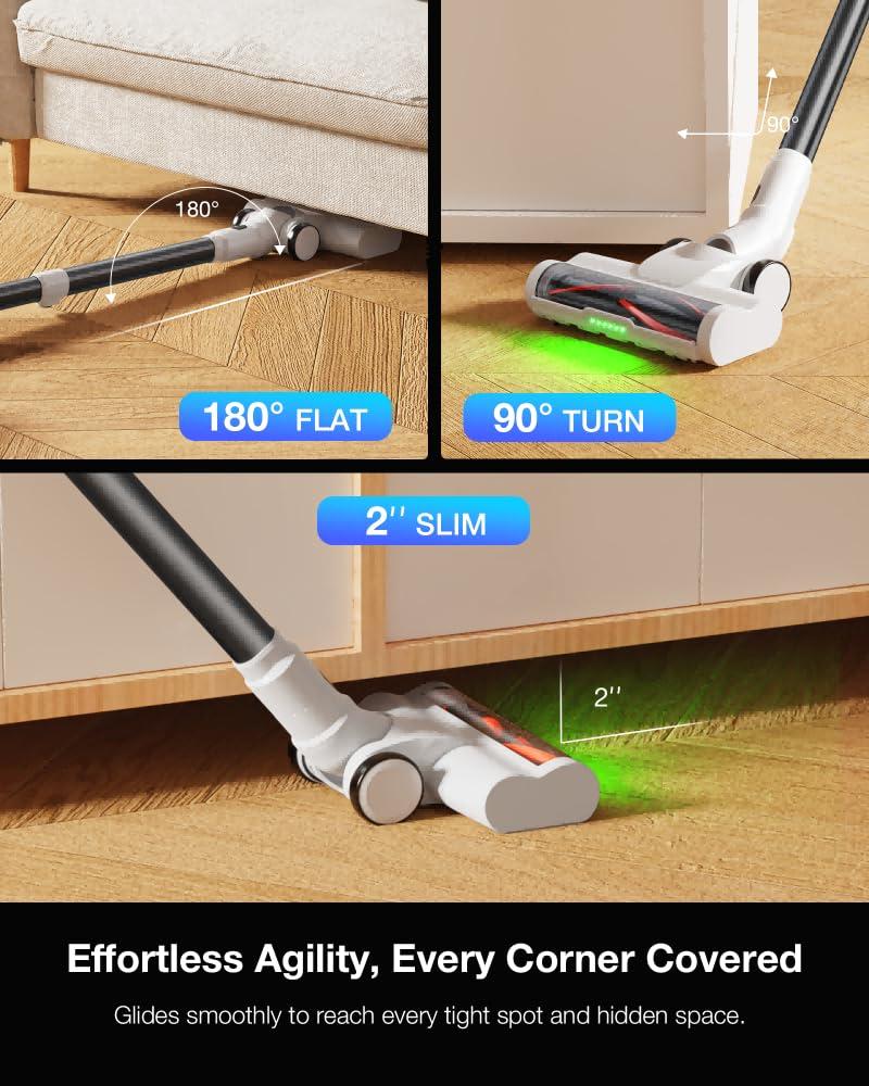 Cordless Stick Rechargeable Vacuum Cleaner, Lightweight, 55min Runtime, 9 in 1 Powerful Suction, Self Standing, Anti Tangle LED Headlight, Ideal for Carpets, Hardwood Floors, Pet Hair, and Home - Image 6
