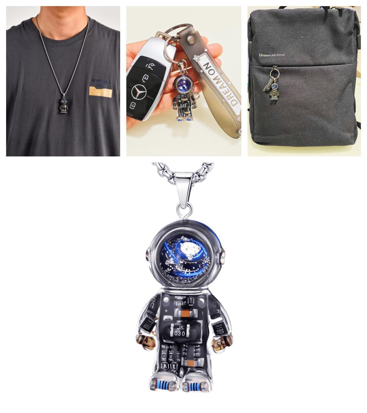 REBME Astronaut Pendant Necklace Unique steampunk Pendant Trendy and Cool Accessory as Necklace Keychain Bagcharm for Men and Women - Image 2
