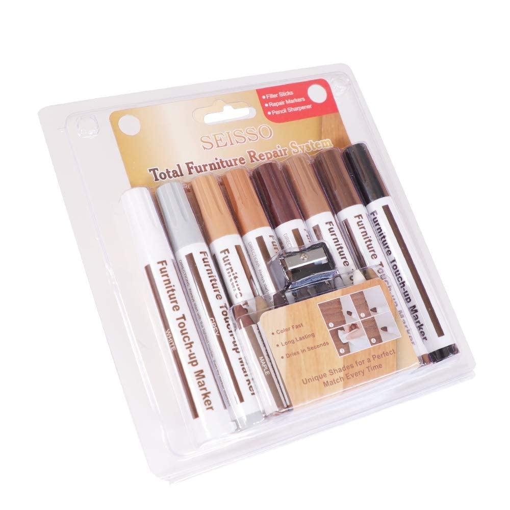 DEWEL Furniture Markers Touch Up, Upgrade Wooden Furniture Repair Kit, Premium Wood Scratch Repair Markers and Wax Sticks for Wood Stains Scratches Hardwood Floors Tables, Set of 17 - Image 4
