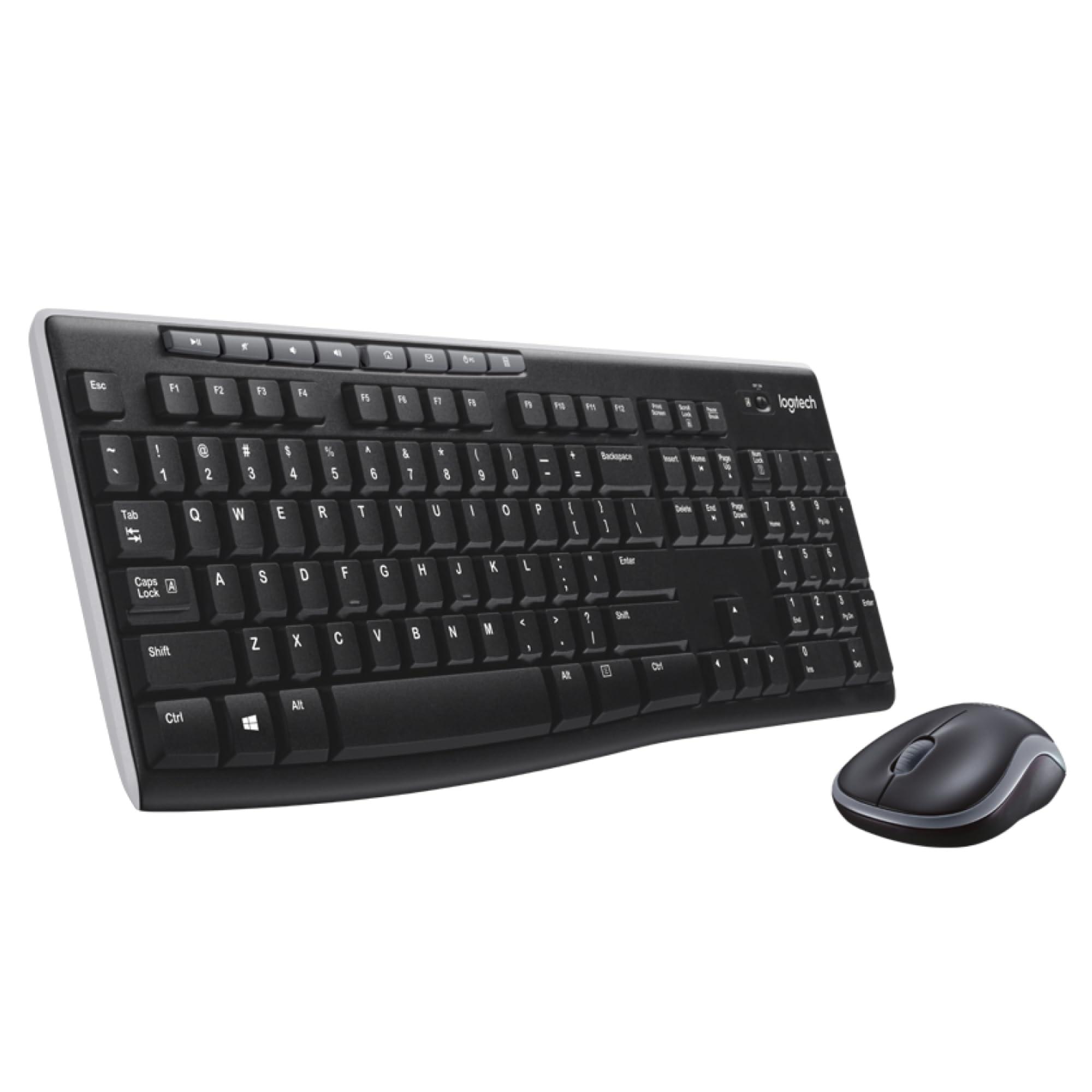Logitech MK270 Wireless Keyboard and Mouse Combo for Windows, 2.4 GHz, 8 Multimedia Keys, PC, Laptop, Wireless Keyboard Compact Mouse Combo - Black - Image 1