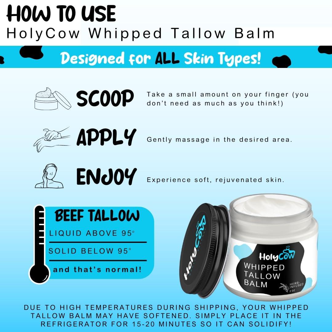 Beef Tallow For Skin - Whipped Tallow Balm with Organic Jojoba Oil (Unscented/Herb-Infused), Grass Fed Beef Tallow Face Moisturizer for Eczema, Baby, Lip Balm - Lotion For Extremely Dry Skin - Image 4