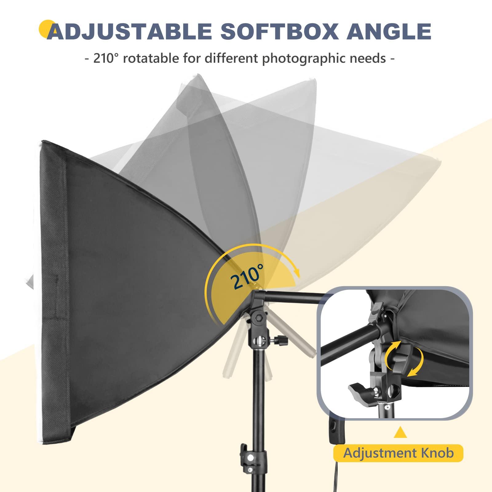 Torjim Softbox Photography Lighting Kit, 16'' x 16'' Professional Softbox Lighting Kit with 85W 3000-7500K LED Bulbs, Studio Lights for Photography/Video Recording/Live Streaming/Portraits Shooting - Image 6