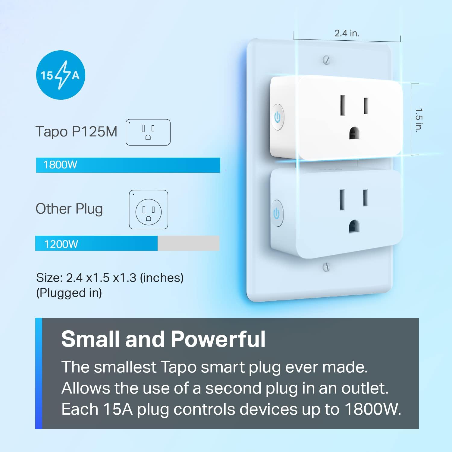 TP-Link Tapo Matter Supported Smart Plug Mini, Compact Design, 15A/1800W Max, Super Easy Setup, Works with Apple Home, Alexa & Google Home, UL Certified, 2.4G Wi-Fi Only, White, Tapo P125M(3-Pack) - Image 2