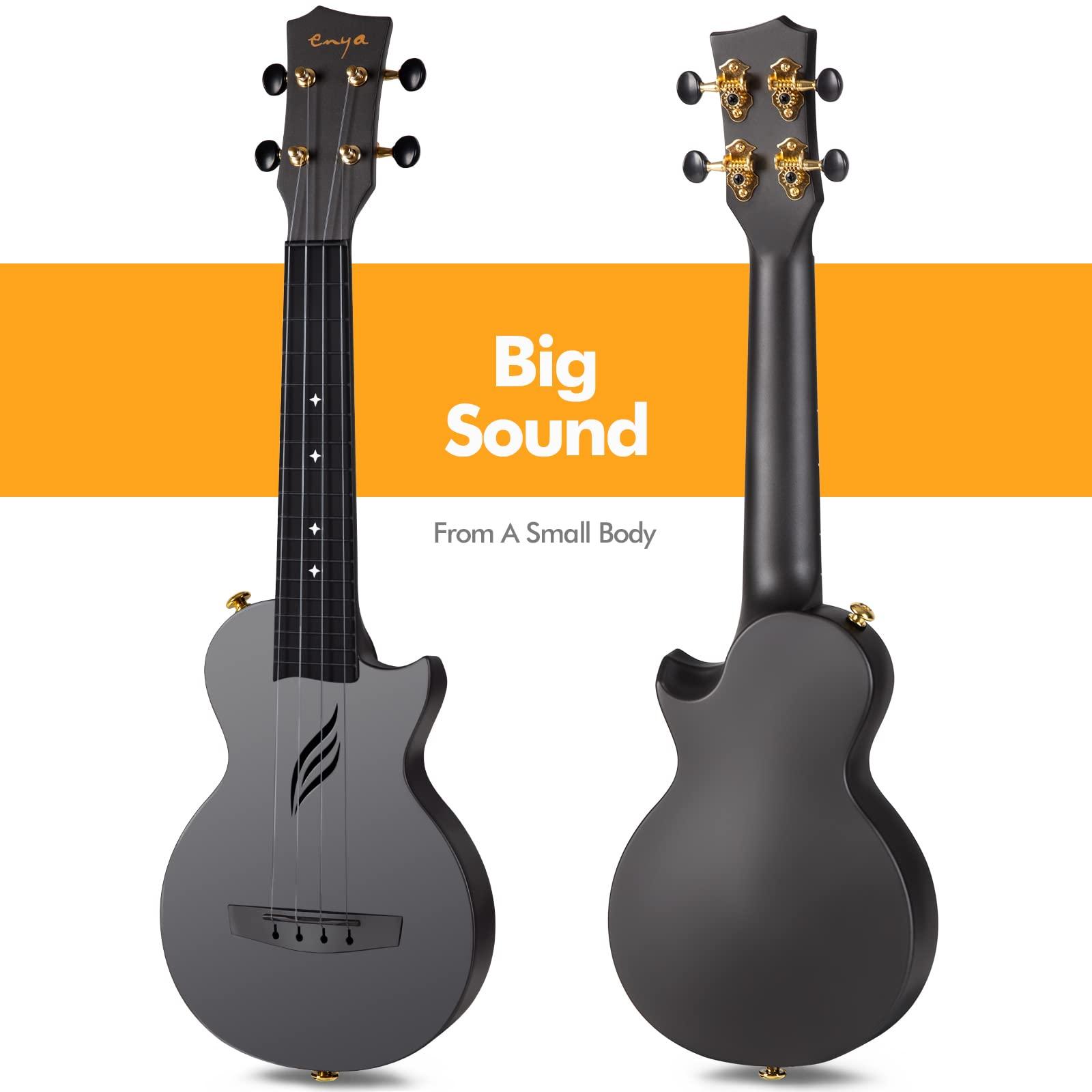 Enya Soprano Ukulele 21 Inch Carbon Fiber Travel Ukelele Nova U Mini Simple Yukalalee With Beginner Kit includes Case Strap Capo Strings Professional Ukalalee Yukalalee - Image 2