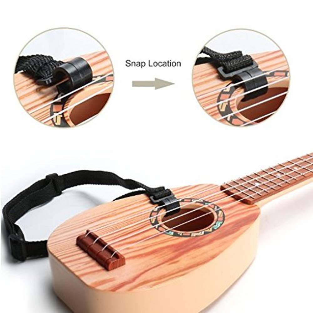 YOLOPARK 17" Kids Toy Guitar for Girls Boys, Mini Toddler Ukulele Guitar with 4 Strings Keep Tones Can Play for 3, 4, 5, 6 7 Year Old Kids Musical Instruments Educational Toys for Beginner (Wood) - Image 4