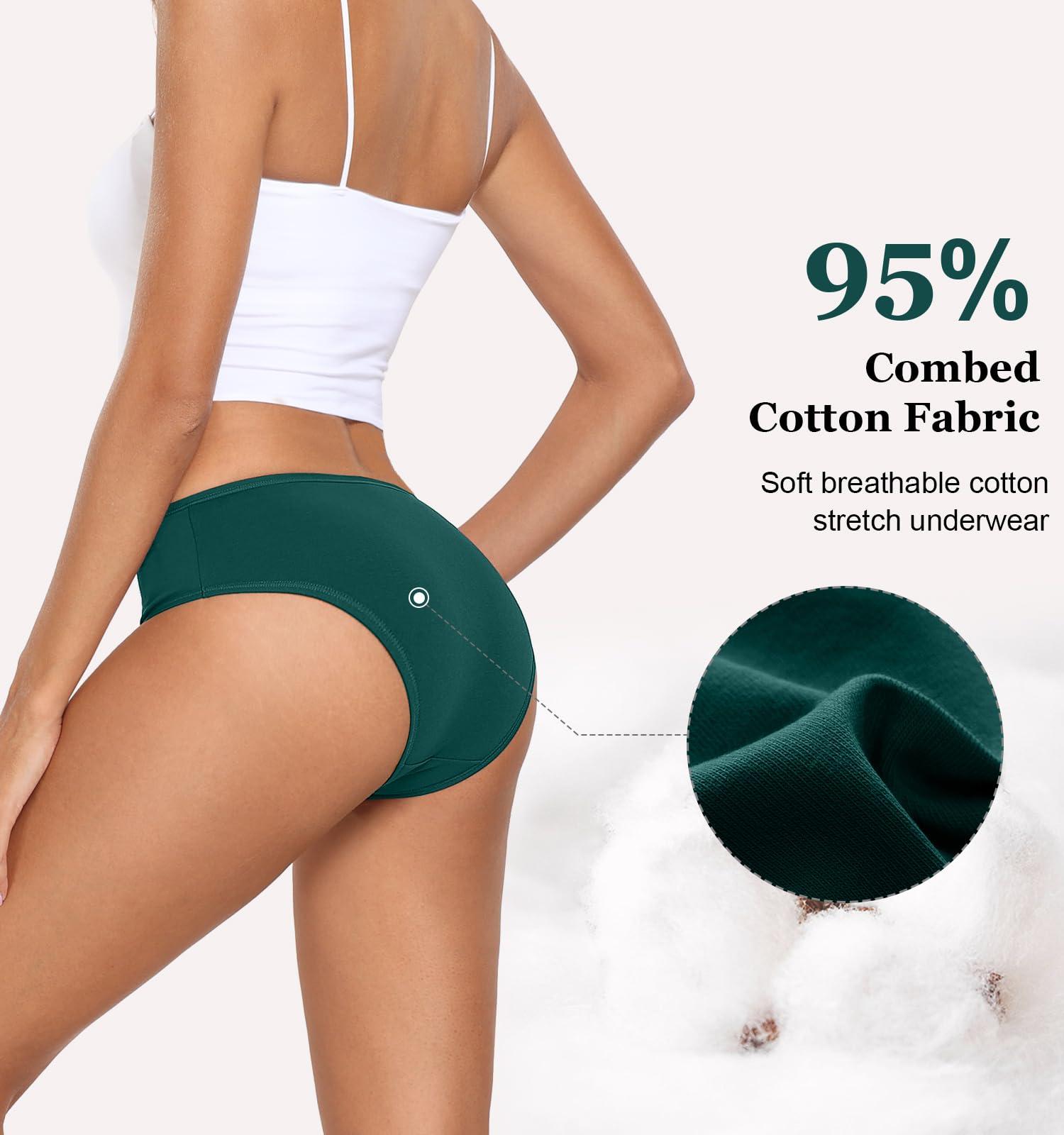 coskefy Women's Underwear Cotton Hipster Panties Low Rise Briefs Soft Strench Breathable Ladies Bikini Underwear 6 Pack - Image 3