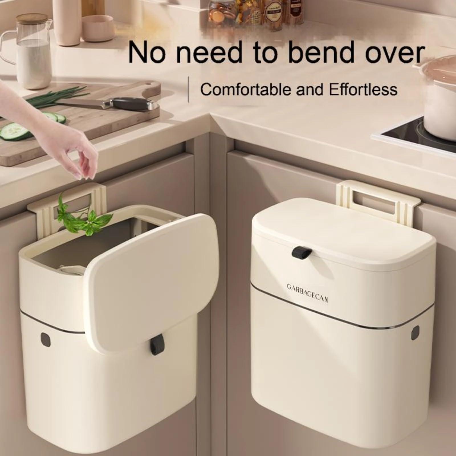 ZOHCAJBO Hanging Small Trash Can with Lid for Cabinets/Bathrooms/Bedrooms/Offices/Camping (Big) - Image 4