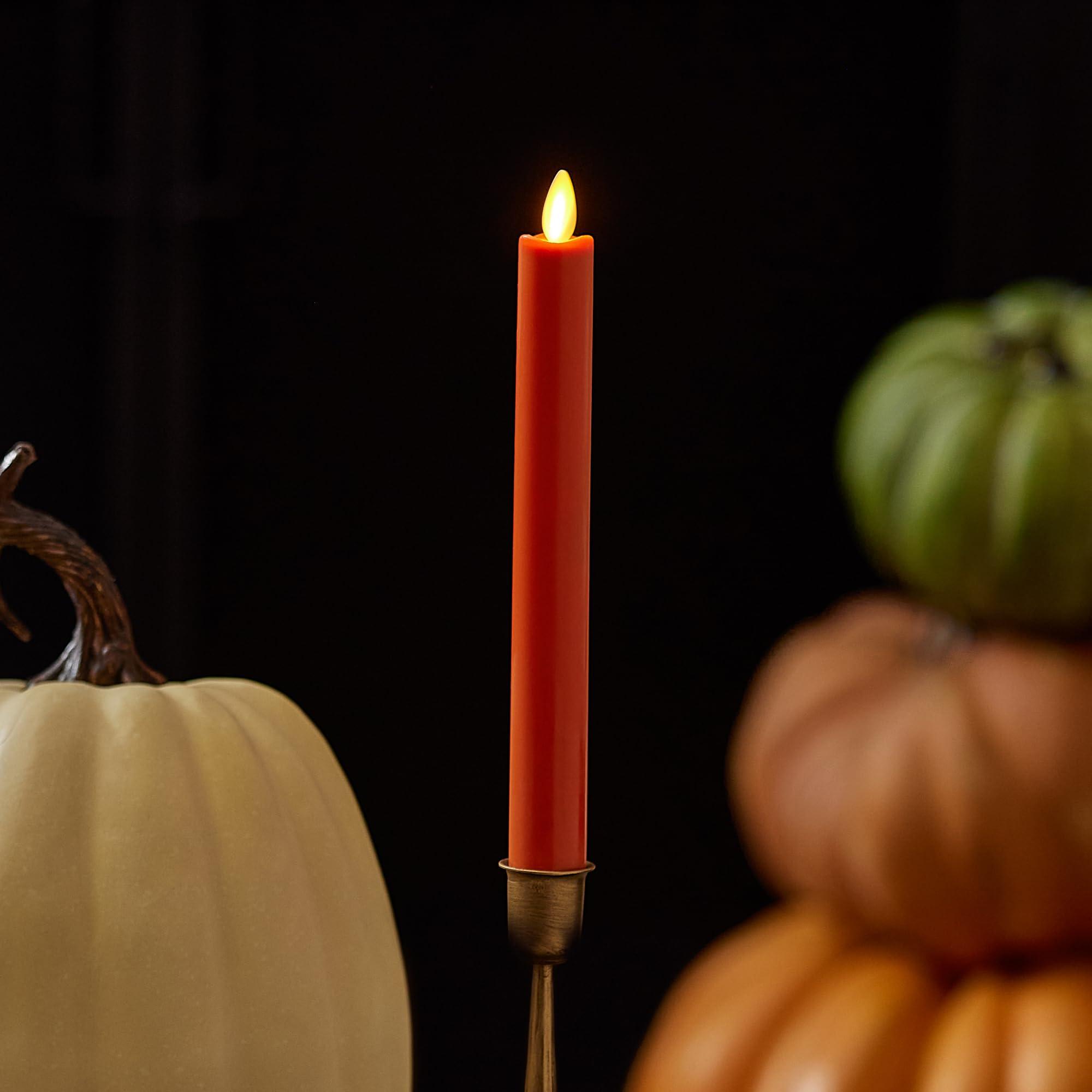 Luminara - Flameless Battery Operated Taper Candle - Harvest Pumpkin - Pack of 1-1x9.5 - LED Flickering Flame - Realistic Safe for Home Kids and Pets - Image 2