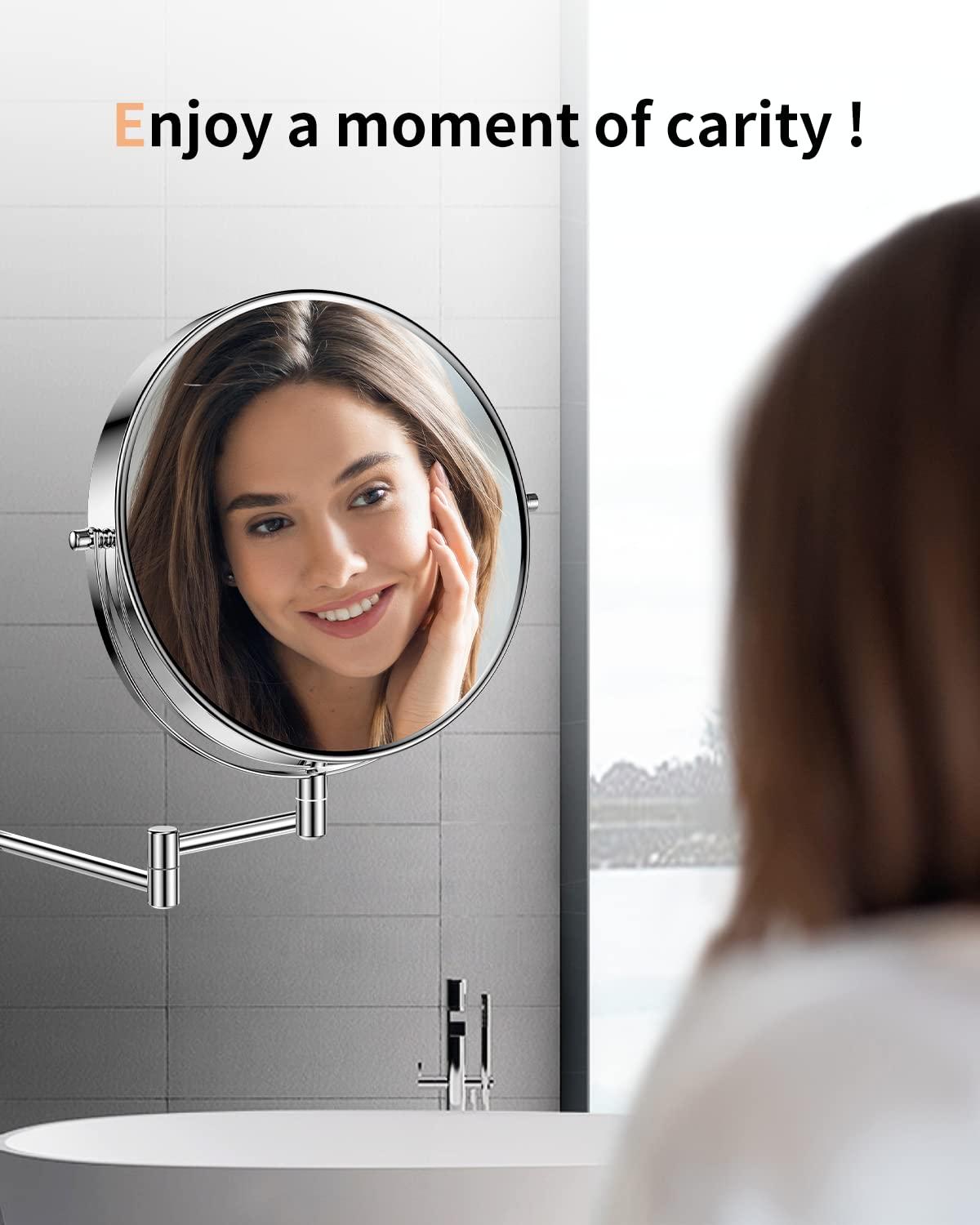 Gospire 9 Inch Extra Large Wall Mounted Mirror with 1X/10X Magnification, 360° Swivel & Extendable, Chrome Polished Finish for Bathroom Vanity, Shaving & Makeup (Men & Women) - Image 7