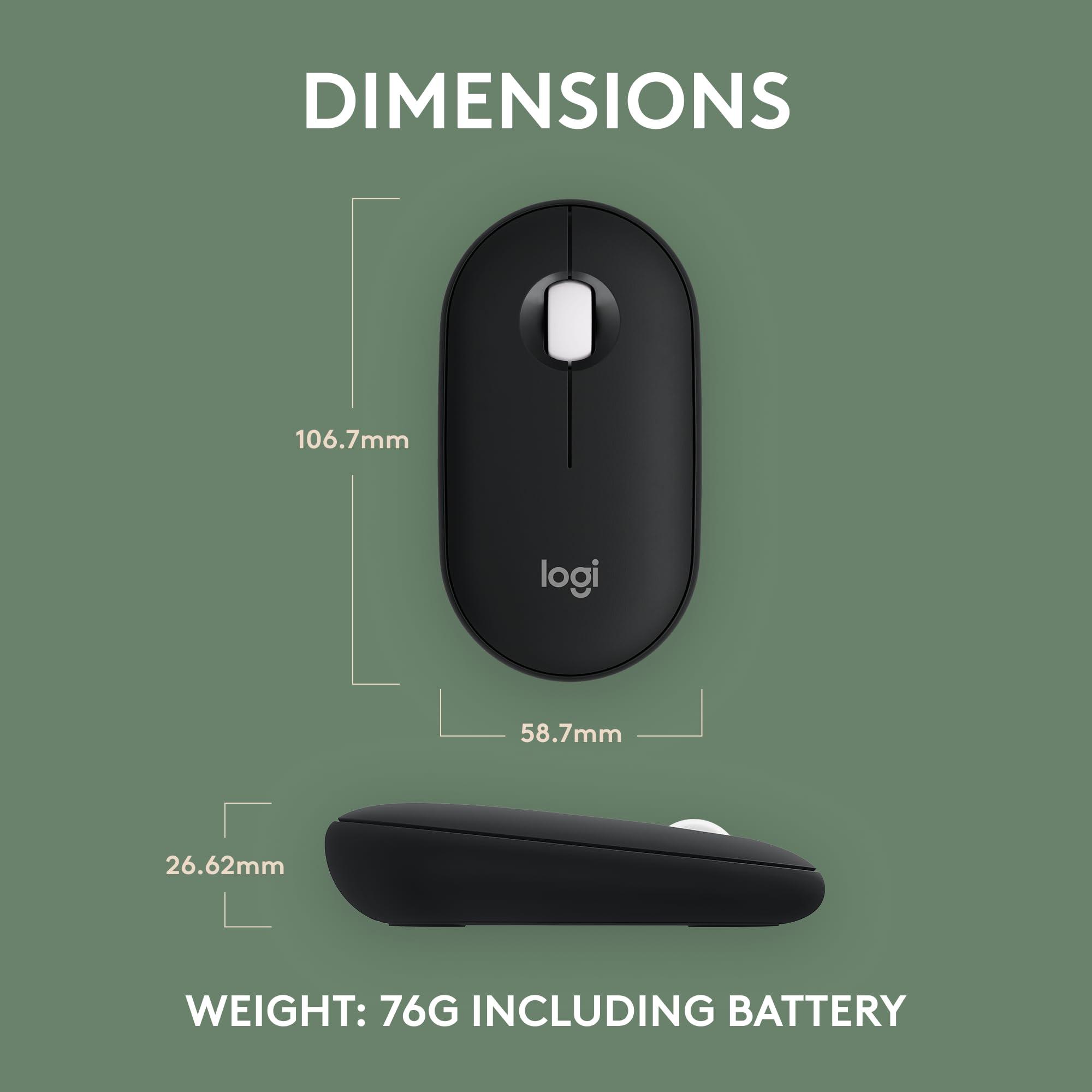 Logitech Pebble Mouse 2 M350s Slim Bluetooth Wireless Mouse, Portable, Lightweight, Customizable Button, Quiet Clicks, Easy-Switch for Windows, macOS, iPadOS, Android, Chrome OS - Black - Image 8