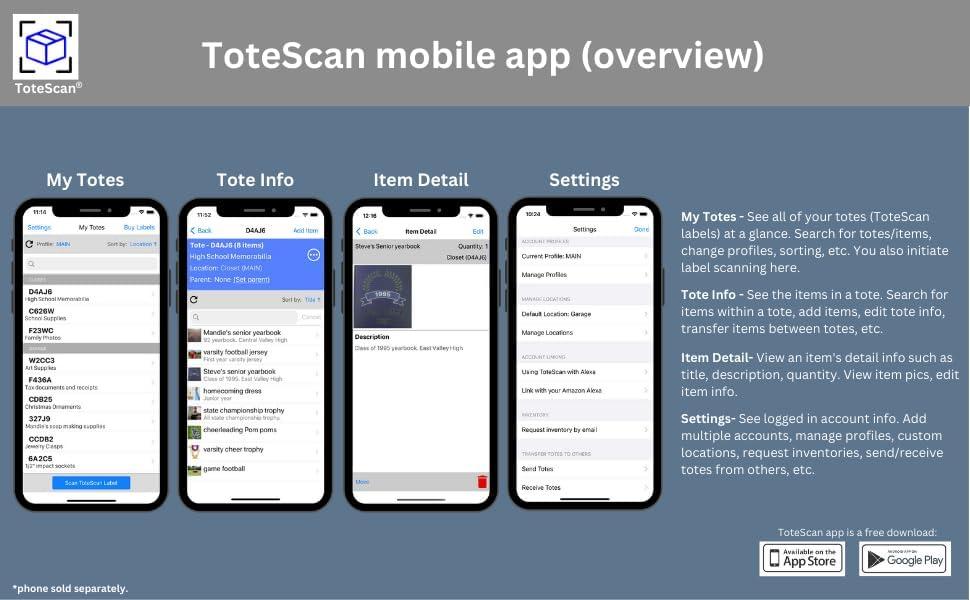 ToteScan Intelligent QR Labels for Organization/Moving/Storage (45 Unique Labels, 2.5"x3") Multi-Color (red/Green/Blue/Yellow/Purple) (Multi-Color) - Image 7