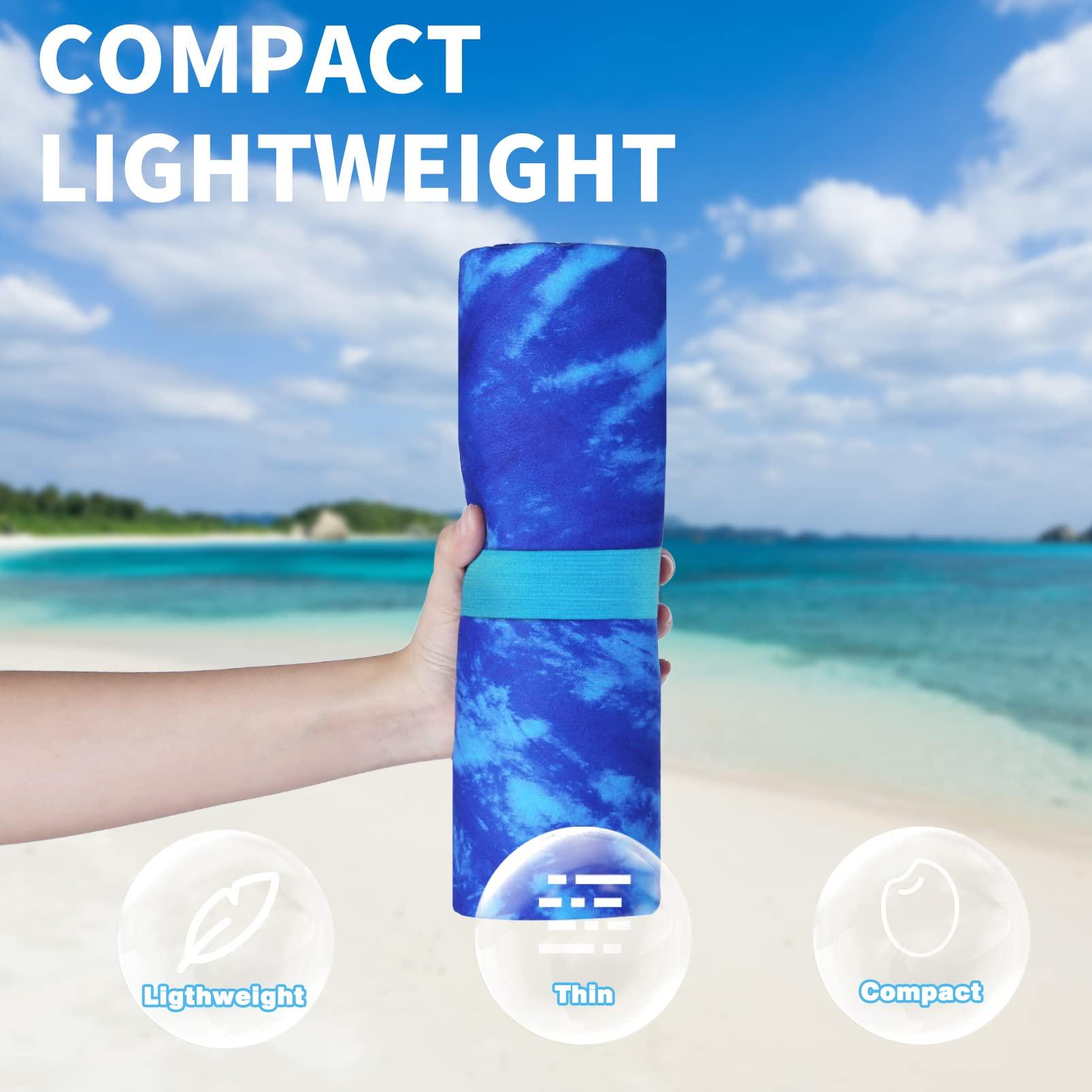 2 Pack Lightweight Thin Beach Towel Oversized 71"x32" Big Extra Large Microfiber Sand Free Towels for Adult Quick Dry Travel Camping Beach Accessories Vacation Essential Gift Blue Tie Dye Turtle - Image 3