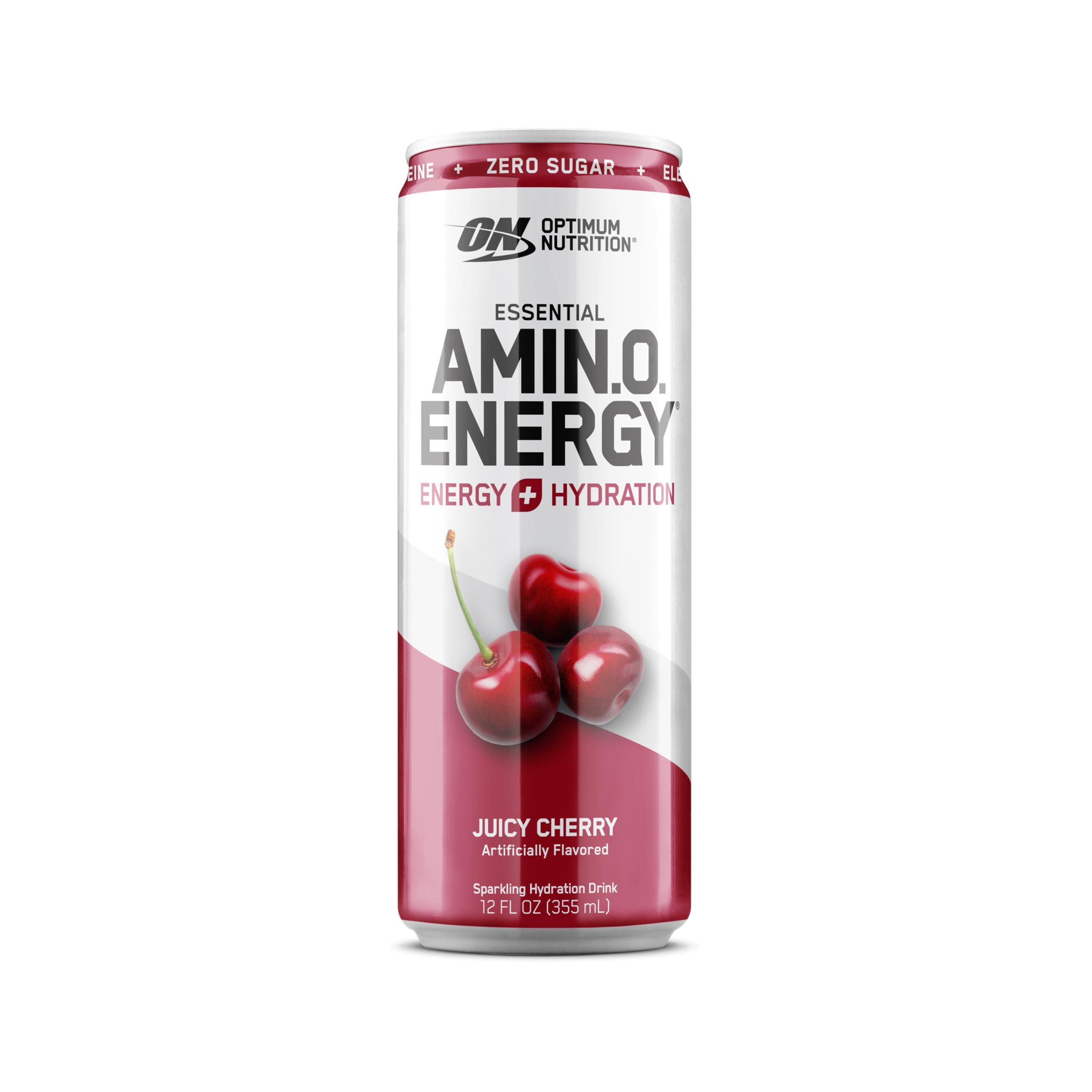 Optimum Nutrition Amino Energy Sparkling Hydration Drink, Electrolytes, Caffeine, Amino Acids, BCAAs, Sugar Free, Juicy Cherry, 12 Fl Oz, 12 Pack (Packaging May Vary) - Image 4