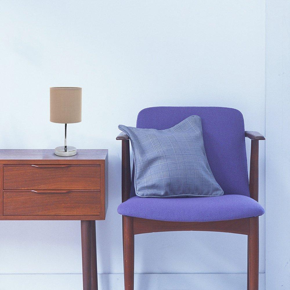 Simple Designs LT2007-GRY Chrome Mini Basic Stick Table Lamp with Fabric Shade, Gray - Image 2