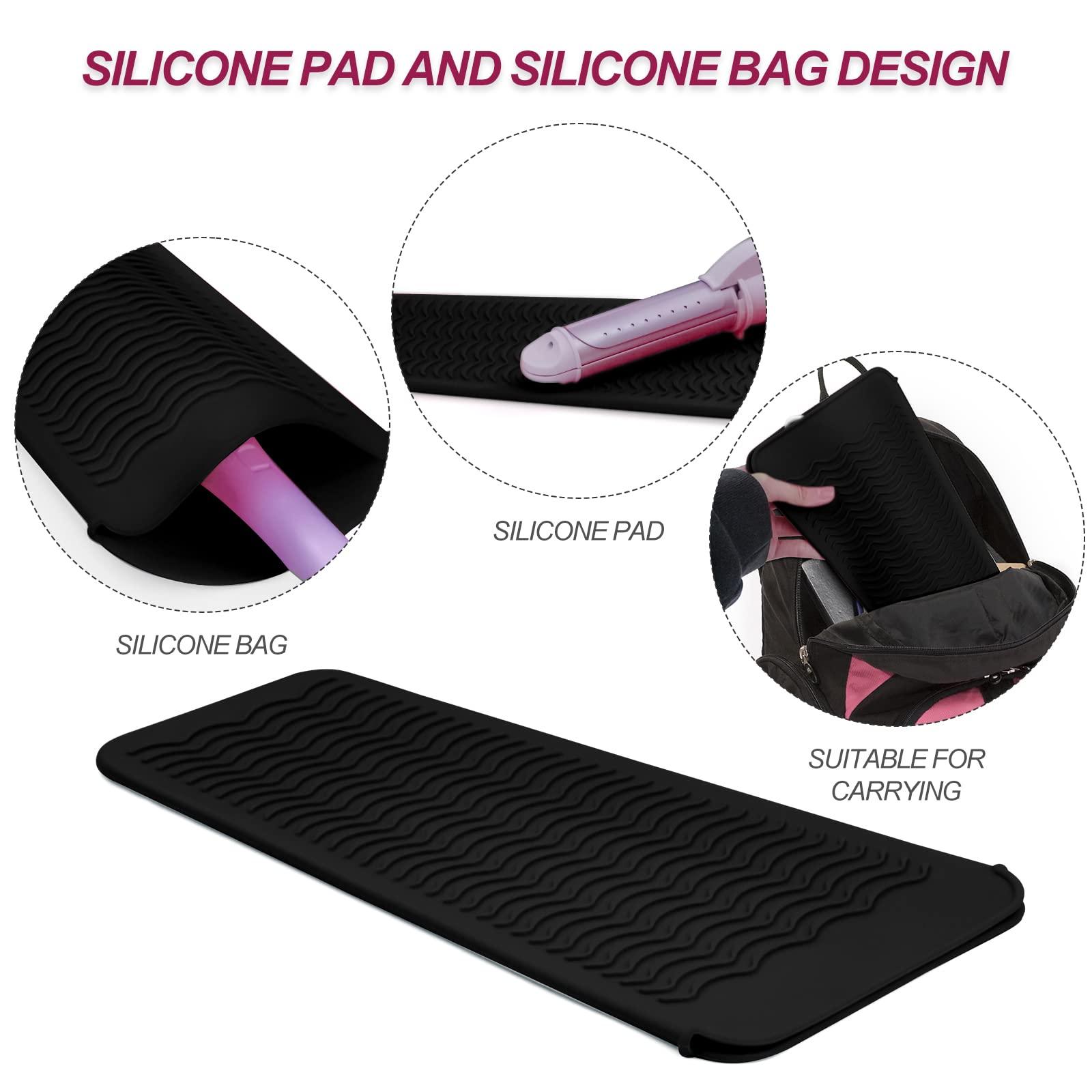 1Pack Silicone Heat Resistant Mat Pouch for Hair Straightener, Curling Iron, Flat Iron and Hot Hair Tools Black - Image 2