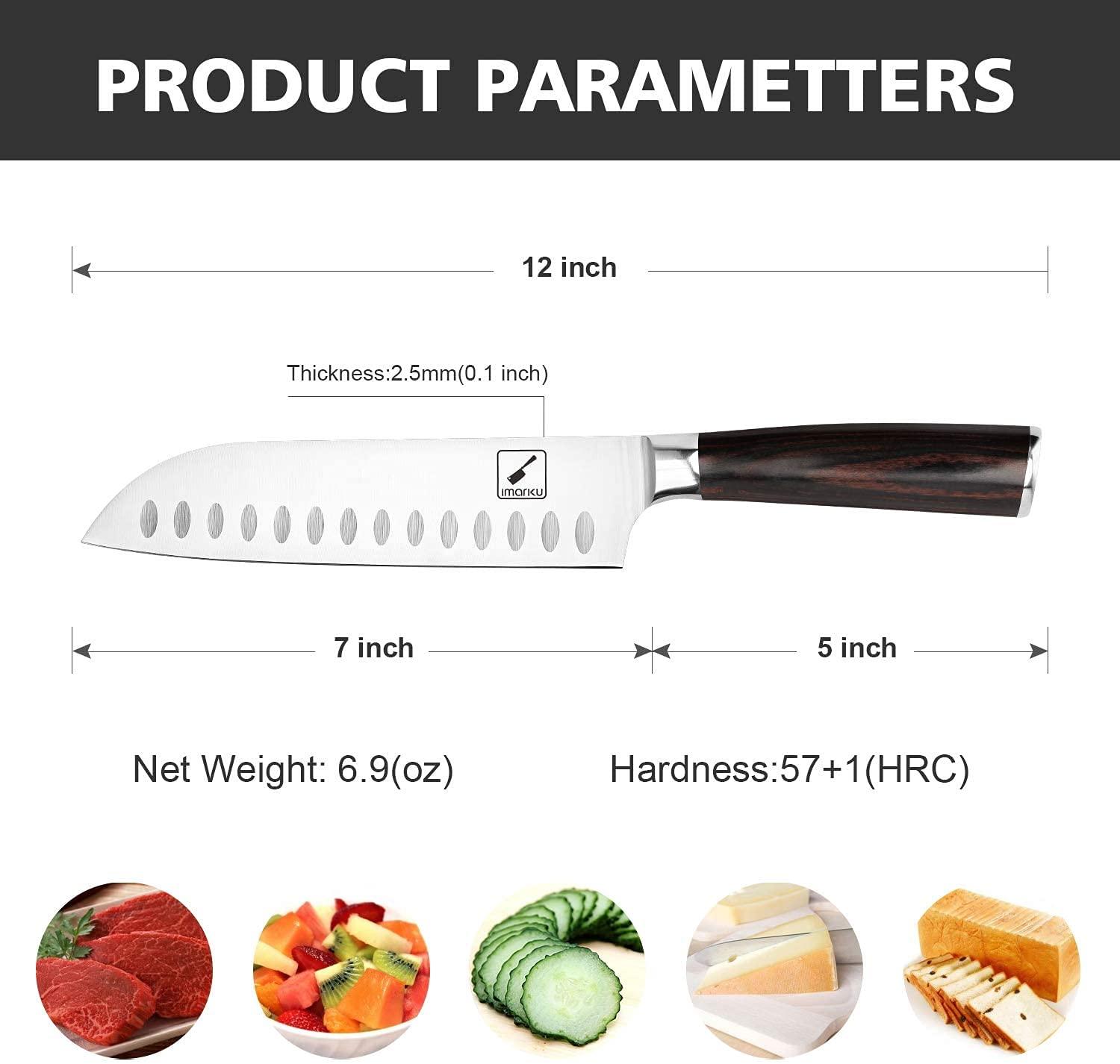 imarku Chef Knife 7 Inch Kitchen Knife Ultra Sharp Santoku Knife - 7Cr17Mov Japanese Chefs Knife, Kitchen Gadgets 2025, Apartment Essentials, Birthday Gifts for Him Her, Best Gifts for Women Men - Image 3