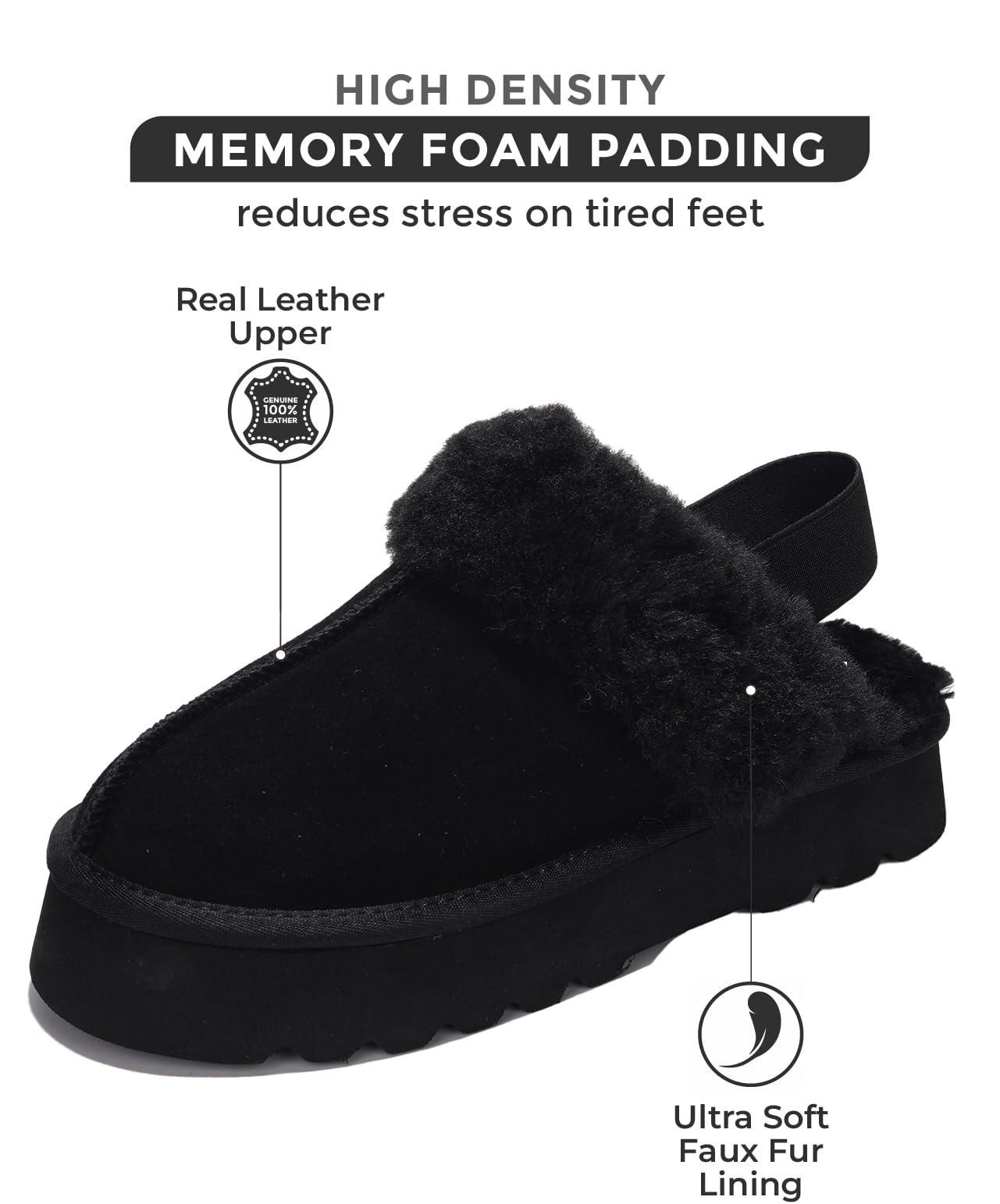 Project Cloud Genuine Suede Slippers for Women Indoor & Outdoor Disquette Womens Sandals Memory Foam Clogs for Women Shoes - Fur Water-Resistant House Shoes for Women Footwear (Slingy) - Image 2