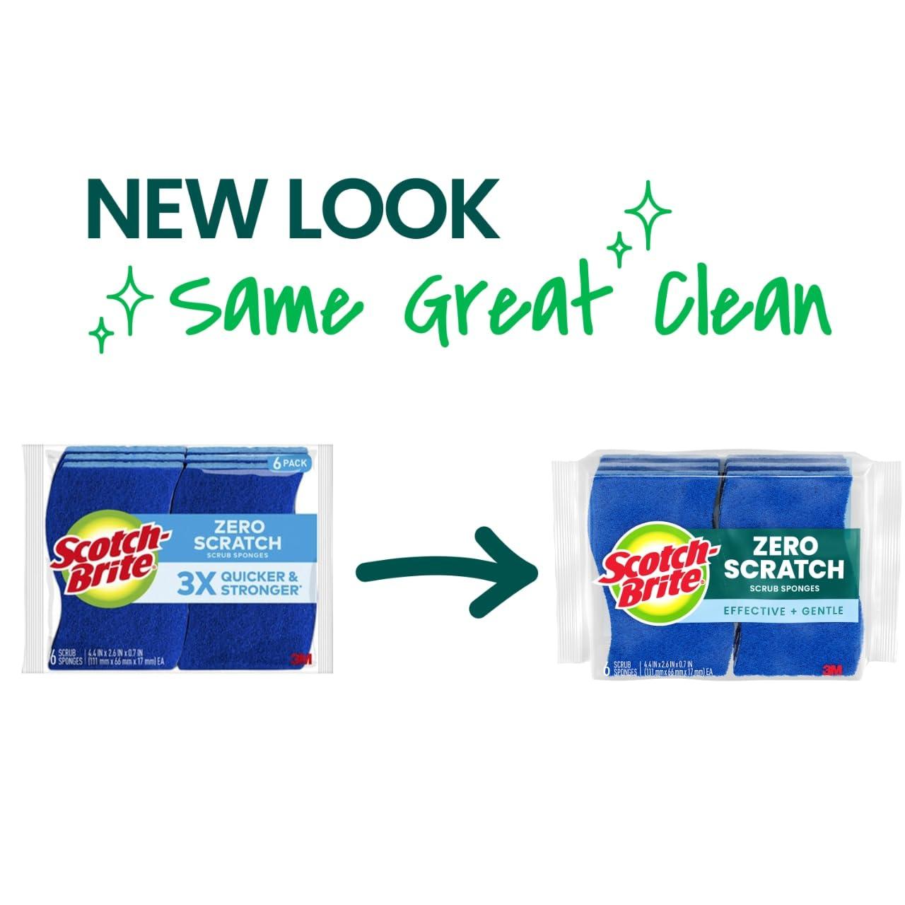 Scotch-Brite Zero Scratch Scrub Sponge, 6 Kitchen Sponges for Cleaning Around the Home, Bathroom & More, Scratch-free Dish Scrubber, Multi-surface Safe, Best for Nonstick Pots and Pans - Image 2
