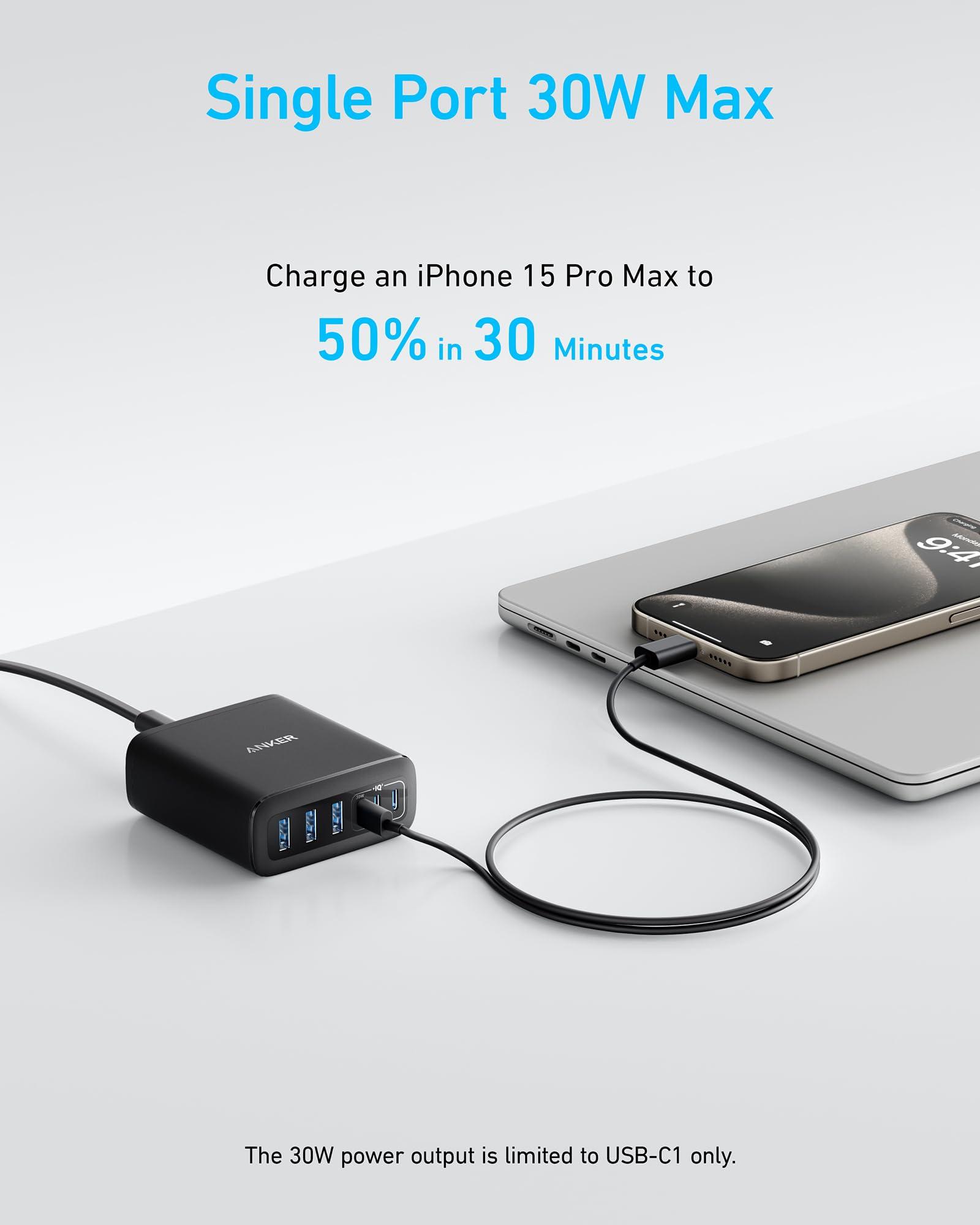 Anker Desktop Charger, Fast Charging USB C Charger, 112W Max 6-Port Charging Station, for iPhone, iPad, MacBook, Samsung and More (Cable Not Included) - Image 3