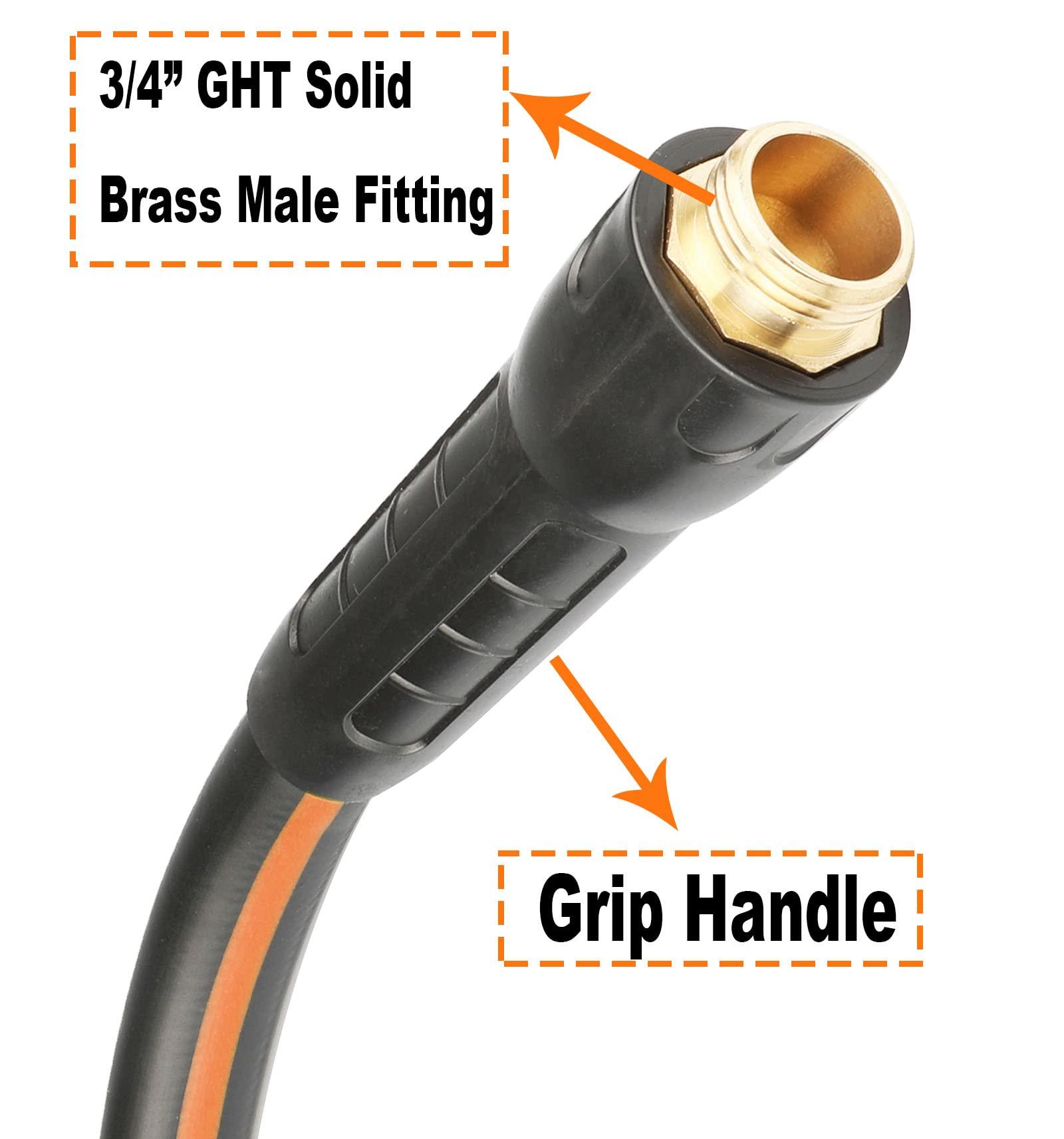 EADUTY Hybrid Garden Hose 5/8 IN. x 25 FT, Heavy Duty, Lightweight, Flexible with Swivel Grip Handle and Solid Brass Fittings, Gray+Orange - Image 5
