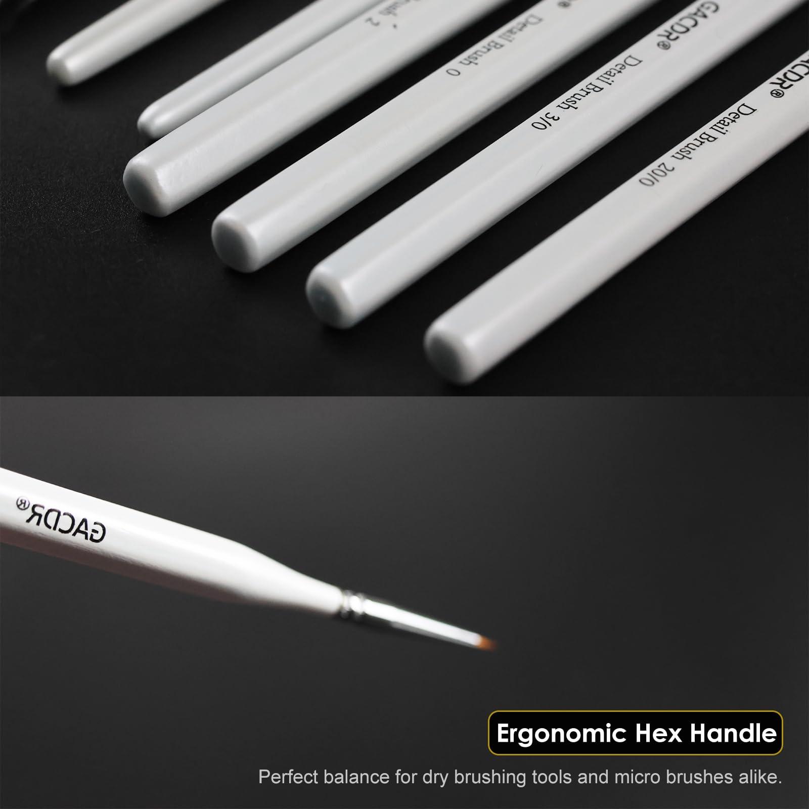 GACDR Dry Brush Miniature Painting, 4 Dry Brushes & 4 Ultra Fine Micro Detail Brushes for Model Painting, 40k, Acrylic Detailing,Paint by Number - Image 5