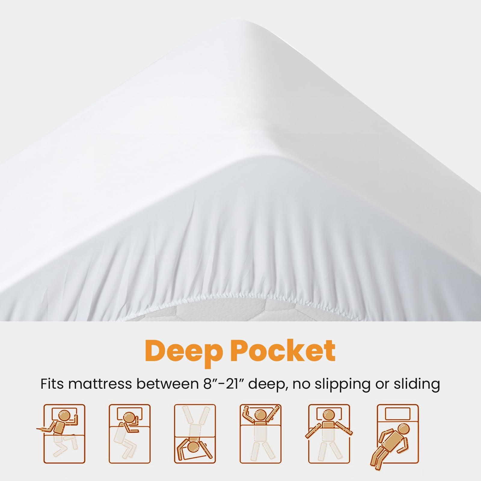 MATBEBY Queen Size Mattress Pad - Cooling Breathable Mattress Topper, Quilted Fitted Mattress Protector, Pillow Top Mattress Cover with 8-21" Deep Pocket, Soft, Machine Washable, White, 60x80 Inches - Image 6