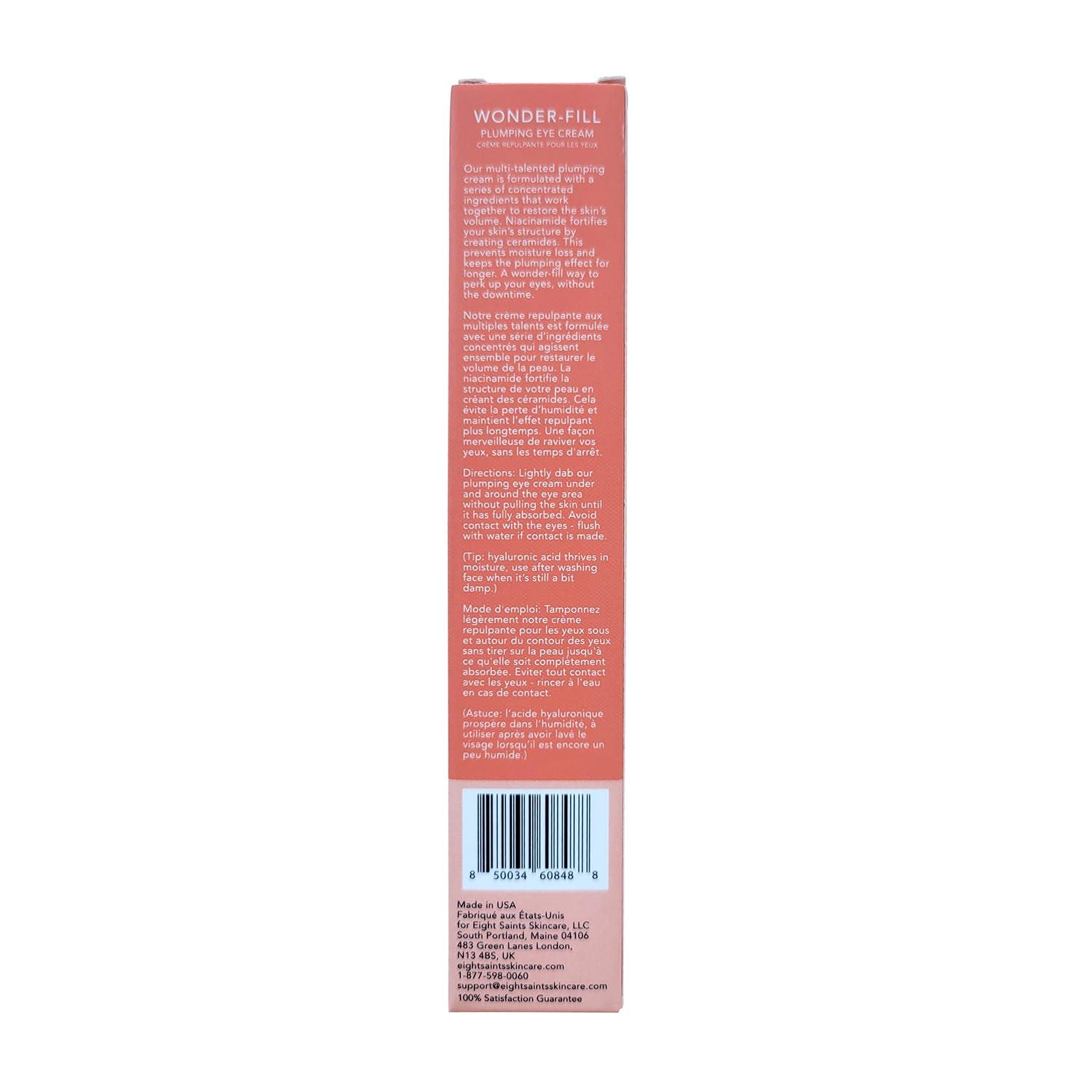 Eight Saints Wonder-fill Plumping Eye Cream, Natural and Organic Anti Aging Under Eye Cream to Plump Skin, Reduce Wrinkles, Fine Lines, and Under Eye Bags, Dark Circles Under Eye Treatment, 0.5 Ounces - Image 6