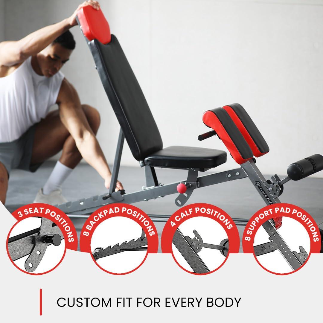 Finer Form Multi-Functional FID Weight Bench for Full All-in-One Body Workout – Hyper Back Extension, Roman Chair, Adjustable Ab Sit up Bench, Incline Decline Bench, Flat Bench - Image 2