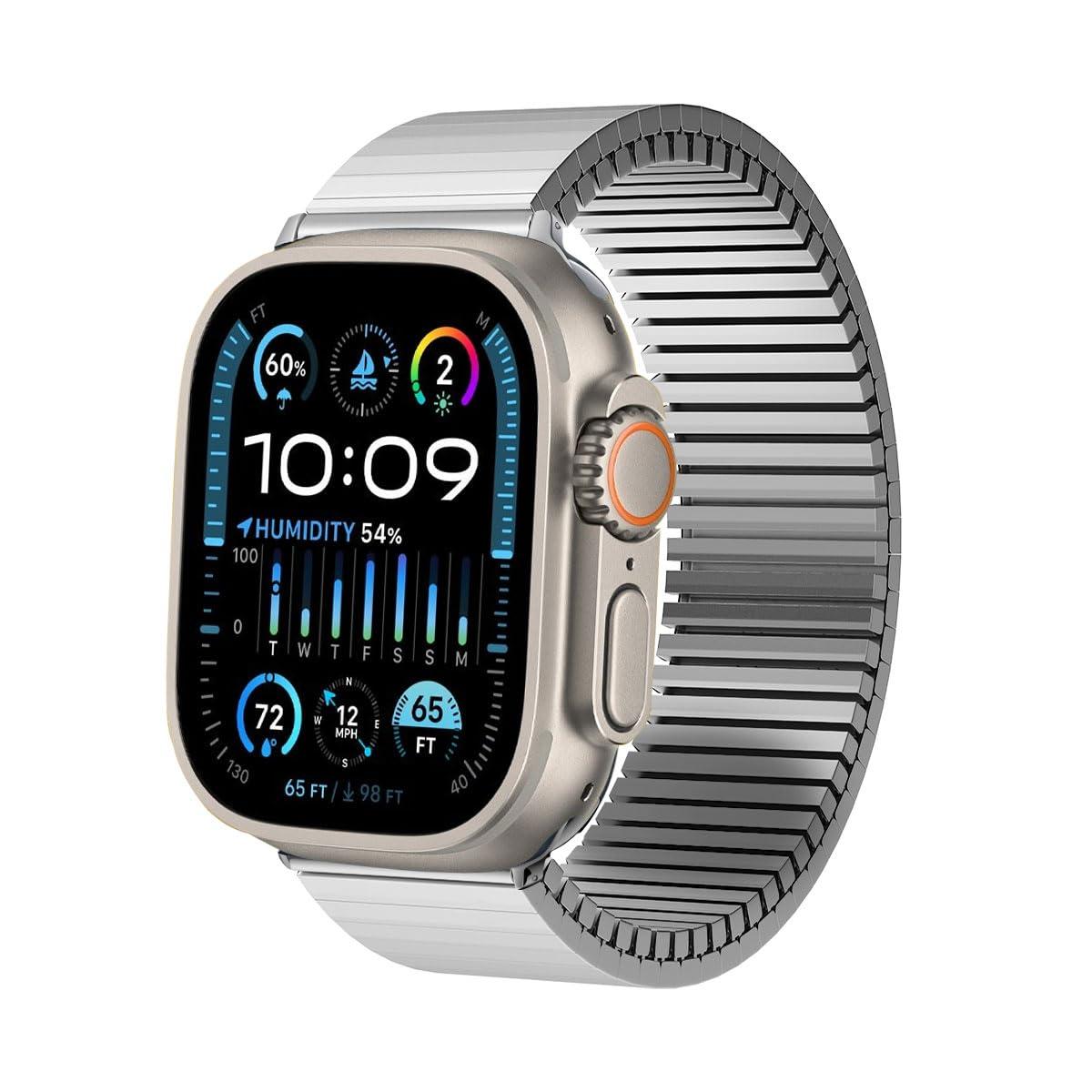 for Apple Watch Ultra 2 49mm Stretchable Elastic Solo Loop Sport Metal bands Compatible with Apple Watch Ultra 49mm Smart Watch stainless steel expansion watchband Stretchable Strap