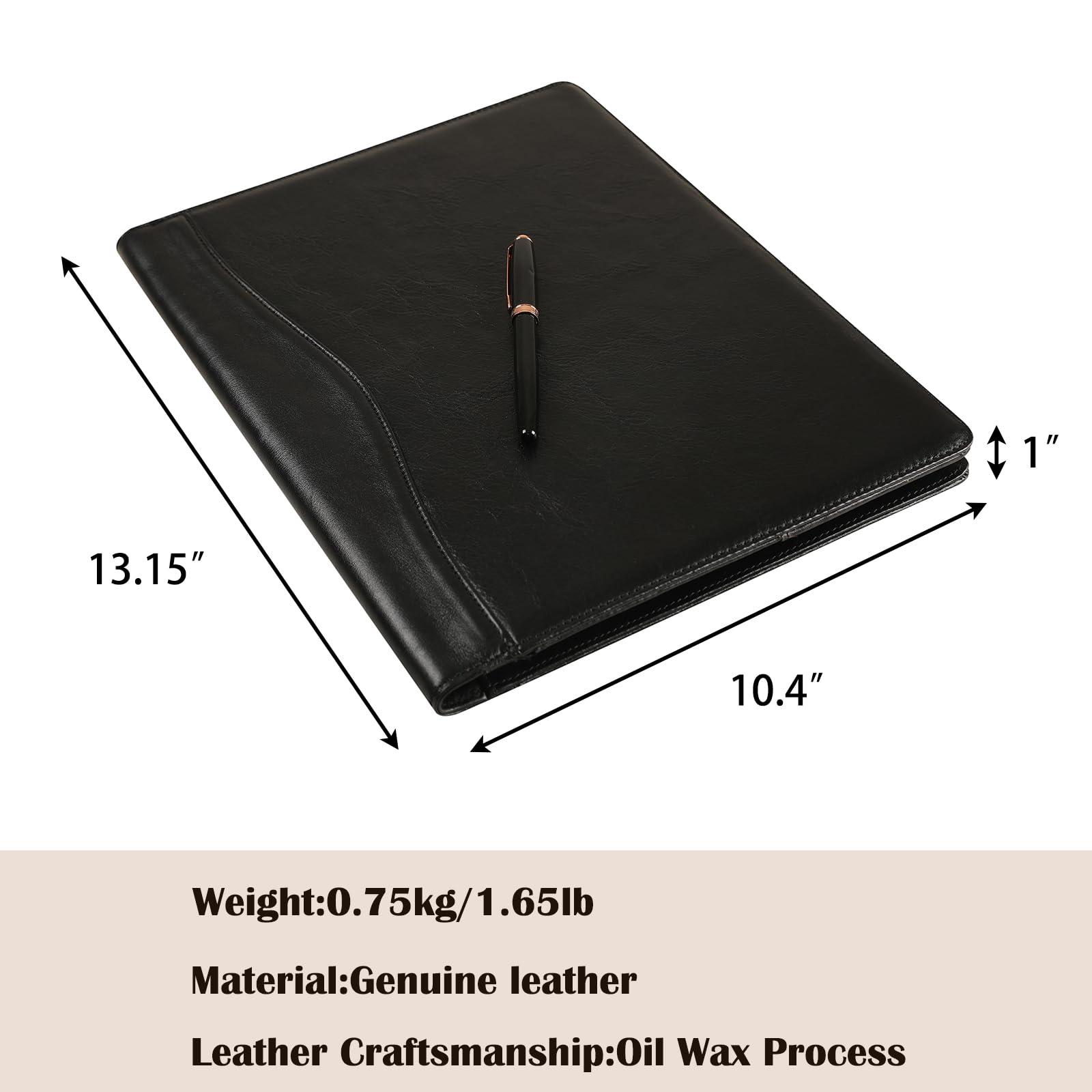 GZRHKJ Genuine Leather Padfolio,Free Engraved Name, Personalized Leather Portfolio, A4 Document Folder Legal Pad Padfolio, Resume Folio for Men & Women - Image 3